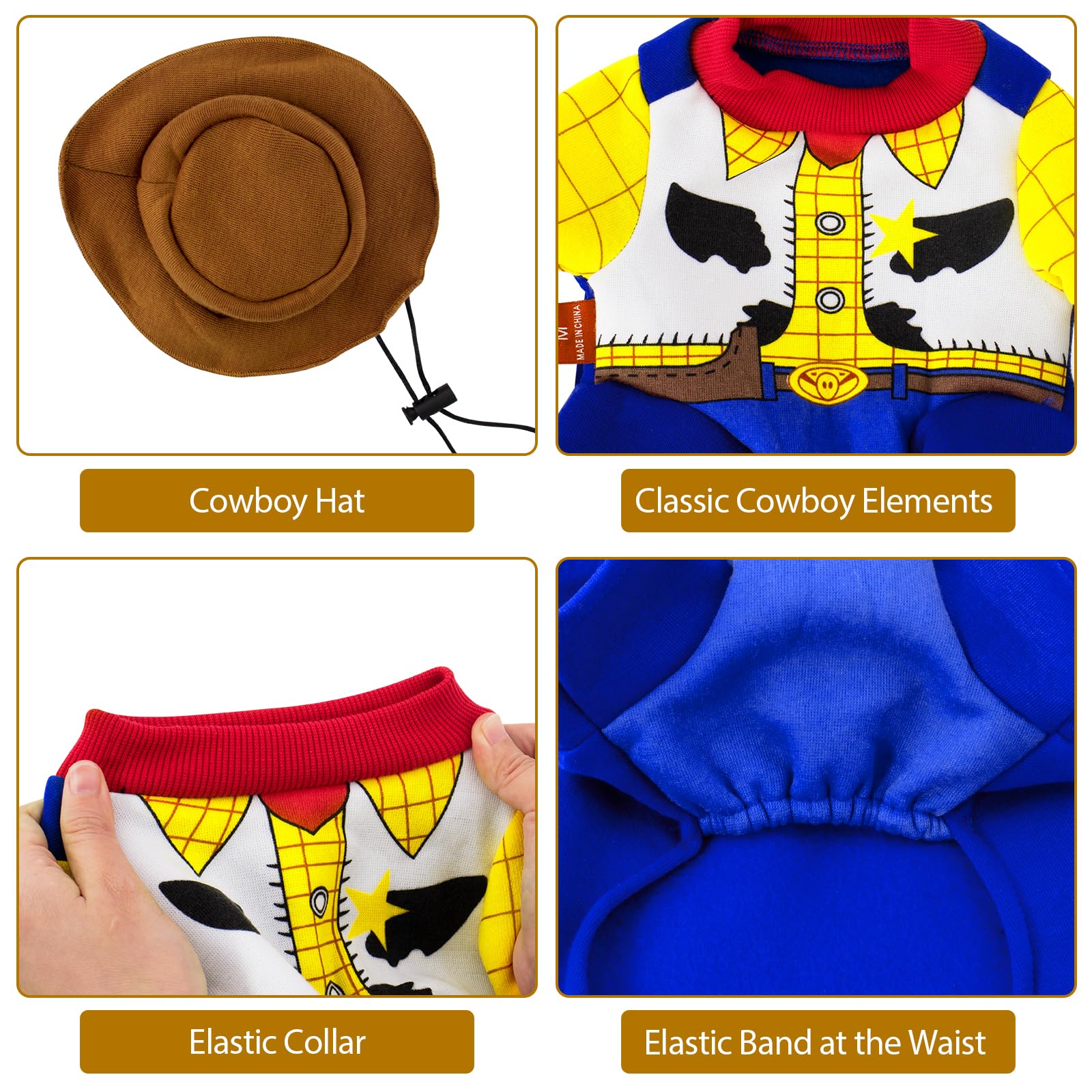 Cute Wooden Cowboy Dog Costume - Halloween & Christmas Pet Outfit for Small Medium Large Dogs | Puppy Cosplay Fashion Dress for Parties, Photo Props & Special Events