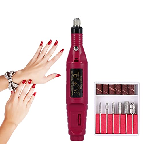 FILFEEL Professional Electric Nail Drill Kit - Cordless Manicure & Pedicure Machine with 6 Grinding Heads, Nail File & Polish Tool (Rose Pink) - Perfect for Salon, Home Nail Care & DIY Gel Polish Removal