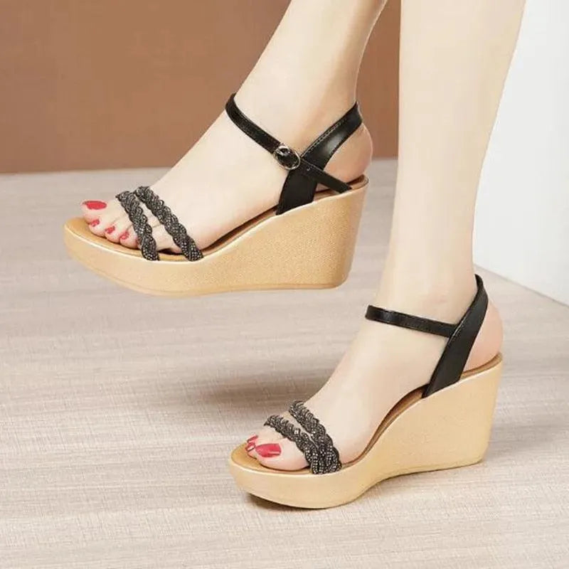 Stylish Women's 2-Strap Wedge Sandals - Comfortable Summer Casual Shoes for Beach, Vacation & Daily Wear