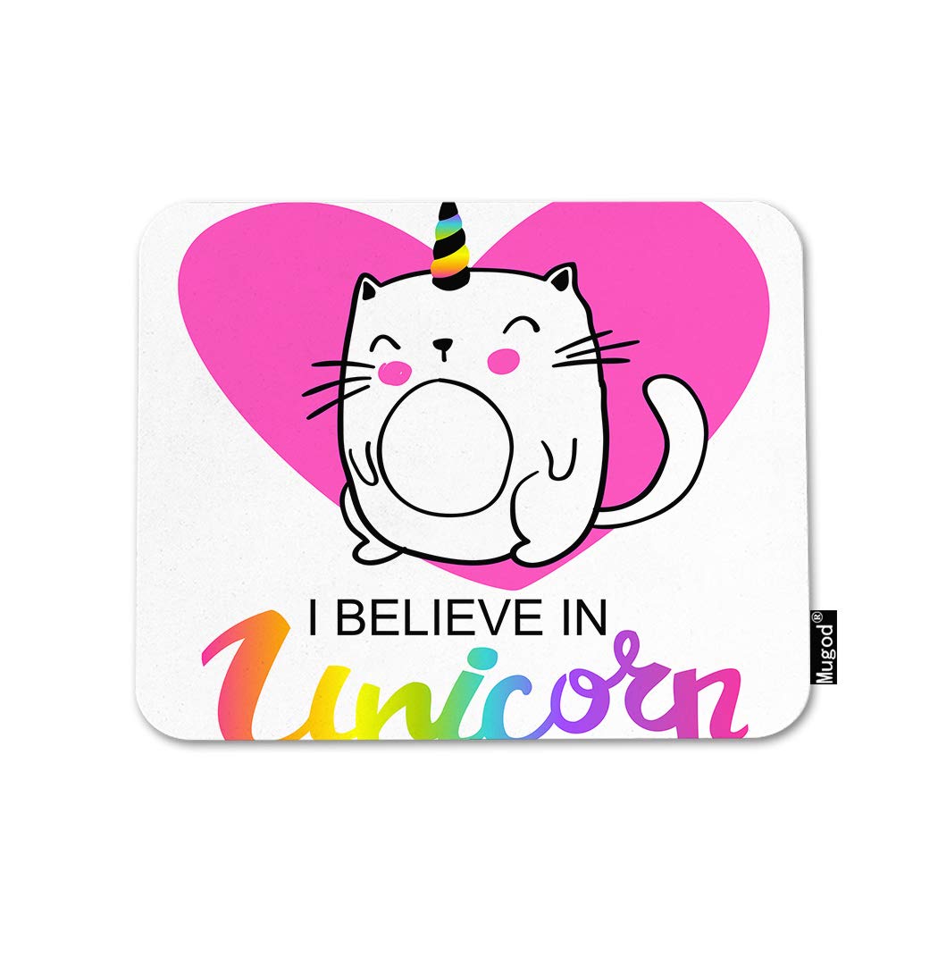 Unicorn Themed Gaming Mouse Pad - Non-Slip Rubber Base, Cute Pink Heart Rainbow Design, 9.5x7.9 Inch for Computer, Laptop, PC Desk - Perfect for Office, Home & Gaming Setup
