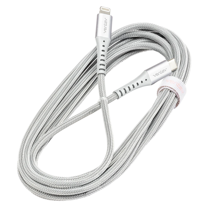 Ventev Chargesyn USB C to Lightning Cable - High-Speed Alloy Charging Cord - White - Perfect for iPhone, iPad & MacBook Fast Charging at Home, Office or Travel