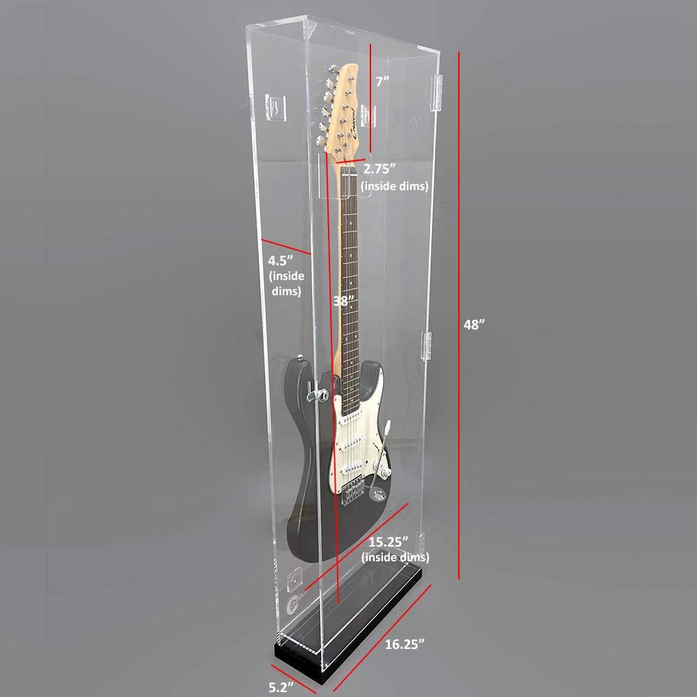 Deluxe Acrylic Guitar Display Case - Wall Mount & Tabletop UV-Protected Showcase with LED Lights | Perfect for Home, Studio & Music Store Electric Guitar Protection & Display