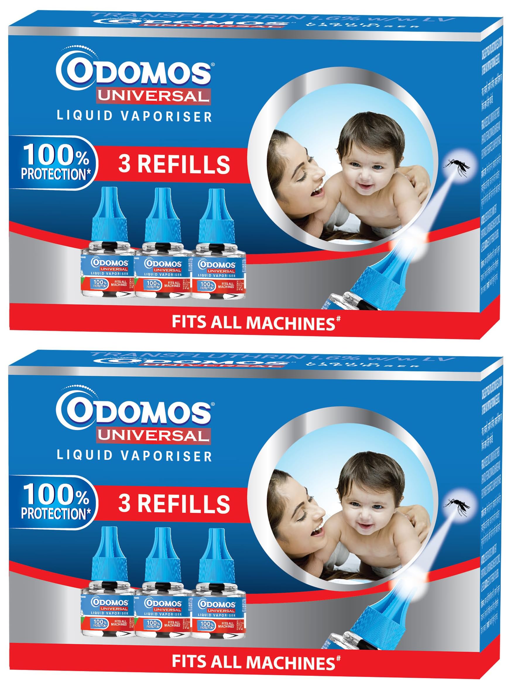 Odomos Mosquito Repellent Liquid Vaporizer Refill Pack of 6 | Fits All Standard Electric Mosquito Repellent Machines | Kills Dengue & Malaria Mosquitoes | Ideal for Home, Bedroom & Outdoor Protection