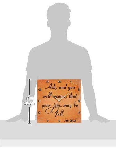 3D Rose John 16:24 Bible Verse Wall Clock - Christian Home Decor