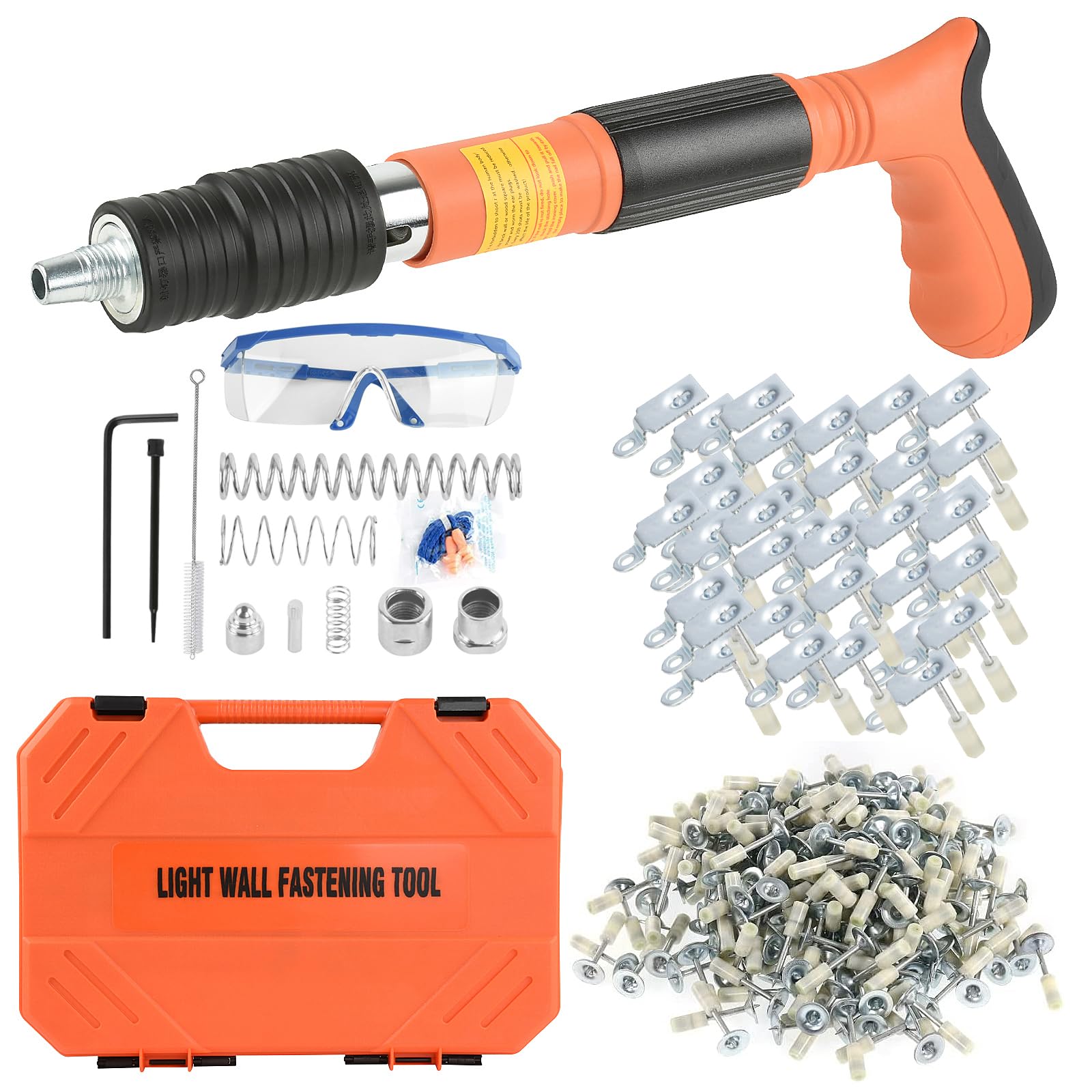 Heavy Duty Steel Concrete Nail Gun with 120pcs Nails - 5 Speed Adjustable for Wall Fastening | Professional Construction Tool for Concrete, Brick & Masonry Work | Ideal for Framing, Roofing & DIY Projects