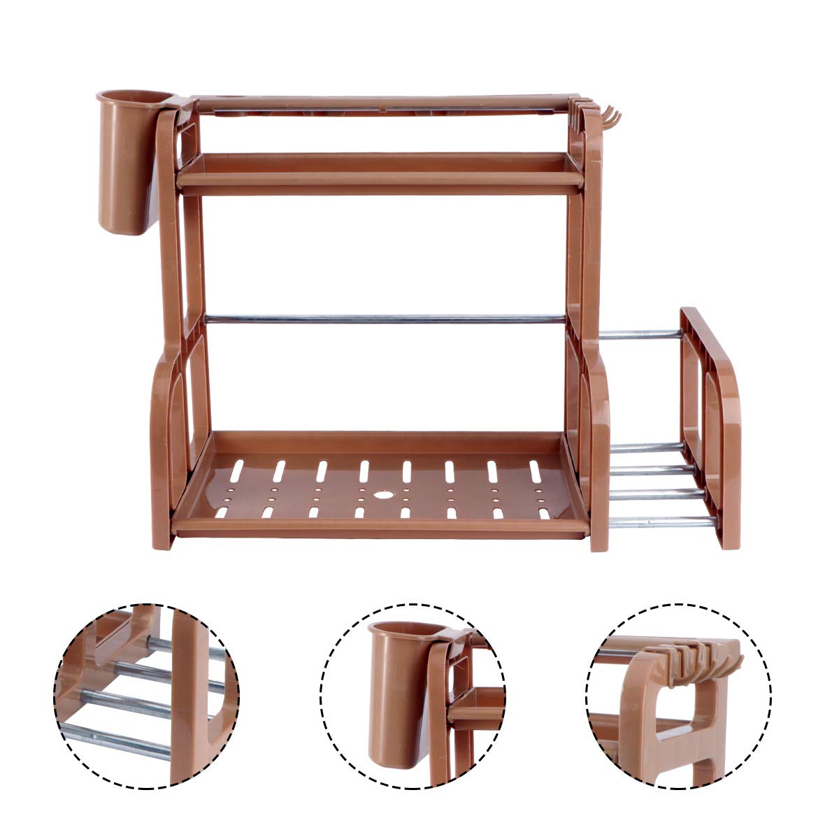 2-Tier Kitchen Organizer Shelf - Spice Rack & Utensil Holder for Countertop Storage - Perfect for Organizing Cooking Tools, Cutlery, and Seasoning Jars in Your Dressing Room or Kitchen