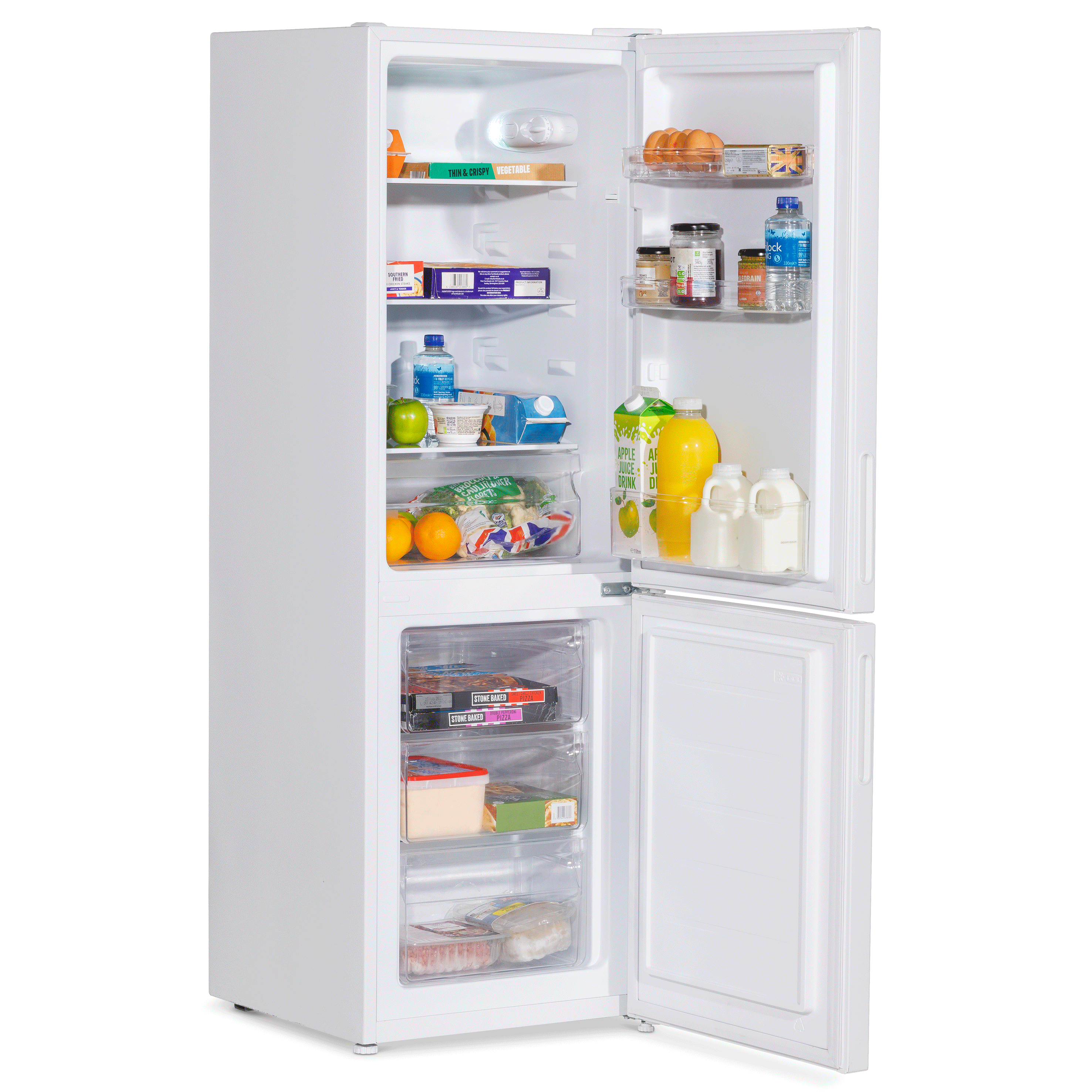 Baridi 47cm 70/30 Fridge Freezer with Adjustable Thermostat - 157L Capacity, Energy Efficient, White (Model DH252) - Perfect for Apartments, Dorms, and Small Kitchens