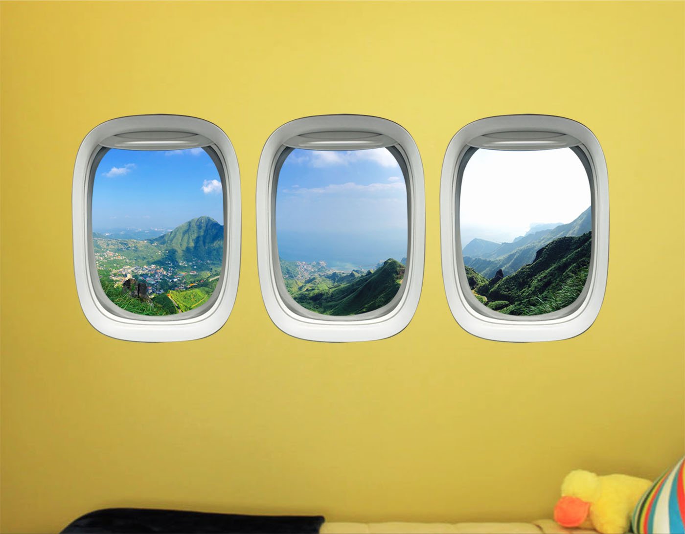 VWAQ Tropical Window Clings Decals - Nature Inspired Vinyl Wall Art & Airplane Window Stickers for Home & Office Decor - Perfect for Kids Room, Nursery, Classroom & Travel Scenes
