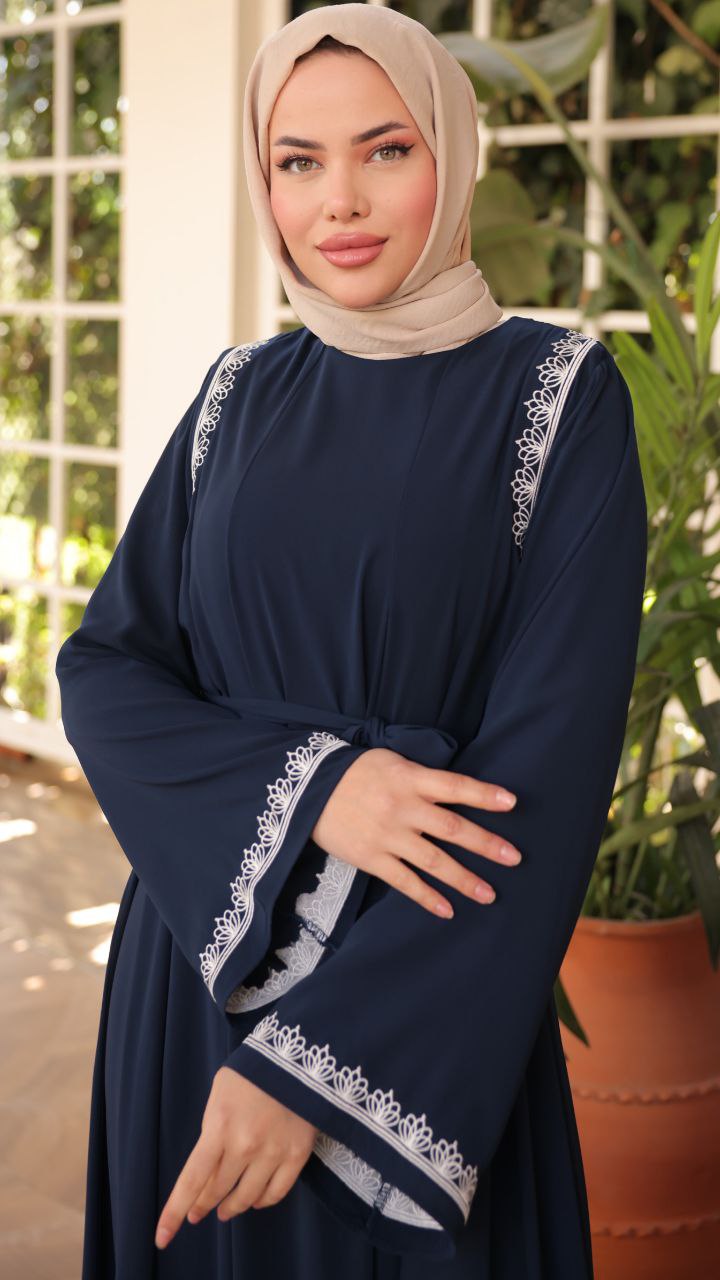 Elegant Nila Long Abaya Dress with Long Sleeves - Modest Muslim Women's Prayer Dress for Home & Mosque Wear