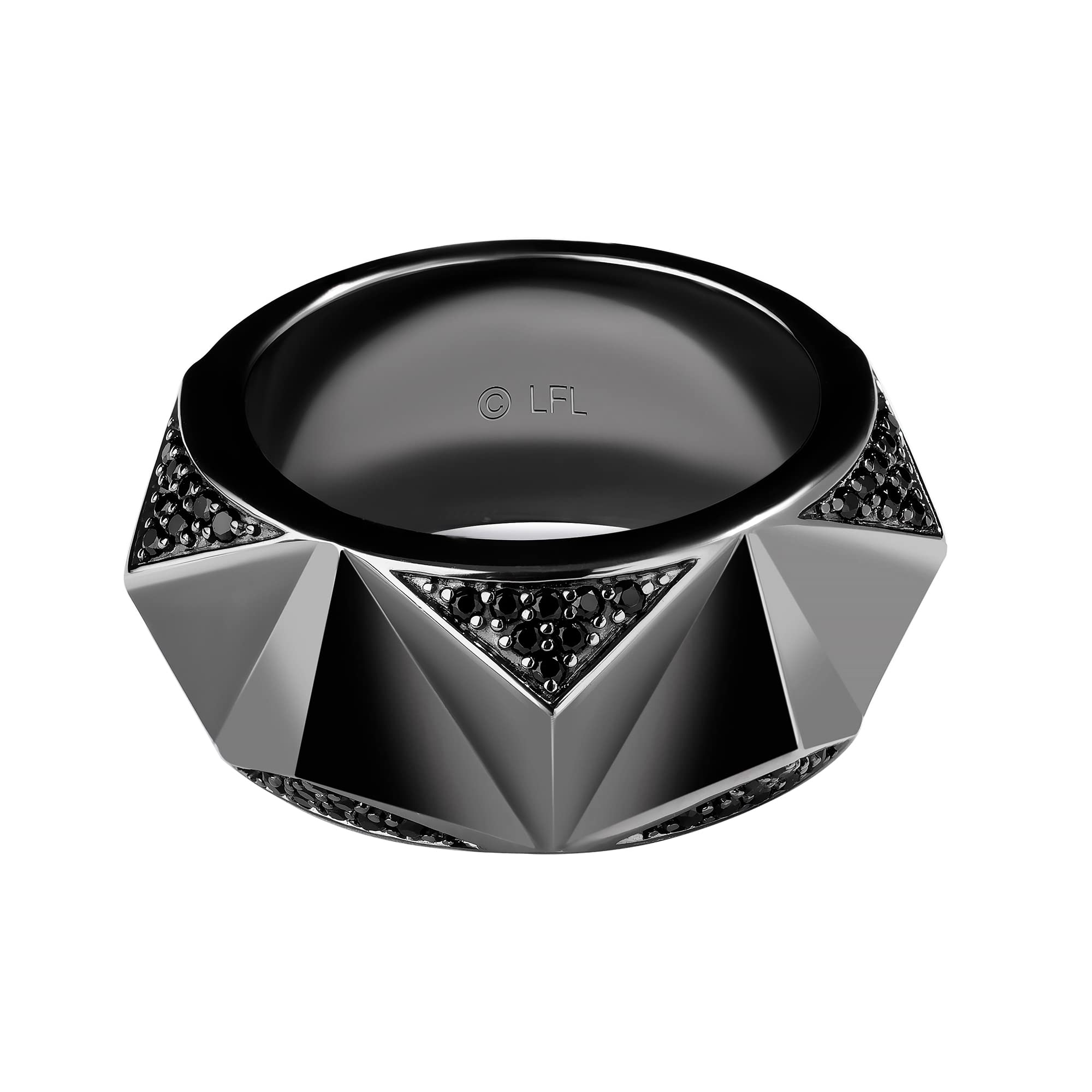 Jewelili Star Wars™ Men's Dark Armor Fine Jewelry Ring - Silver & Black Rhodium Band with 1/6 Cttw Black Diamonds | Official Star Wars Gift for Men | Premium Jewelry with Gift Box | Perfect for Cosplay, Collectors & Sci-Fi Fans