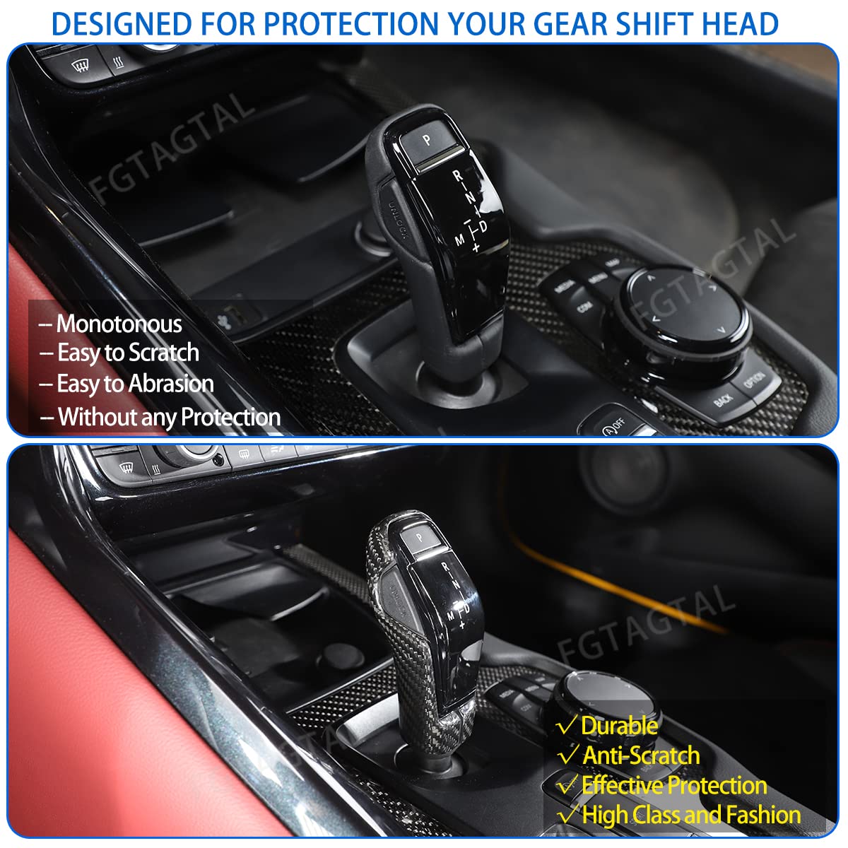 Premium Real Carbon Fiber Gear Shifter Head Cover for Toyota Supra GR A90 A91 MK5 (2019-2024) | Black Interior Gear Shift Knob Protector & Decoration | Perfect for Car Enthusiasts & Customization Projects