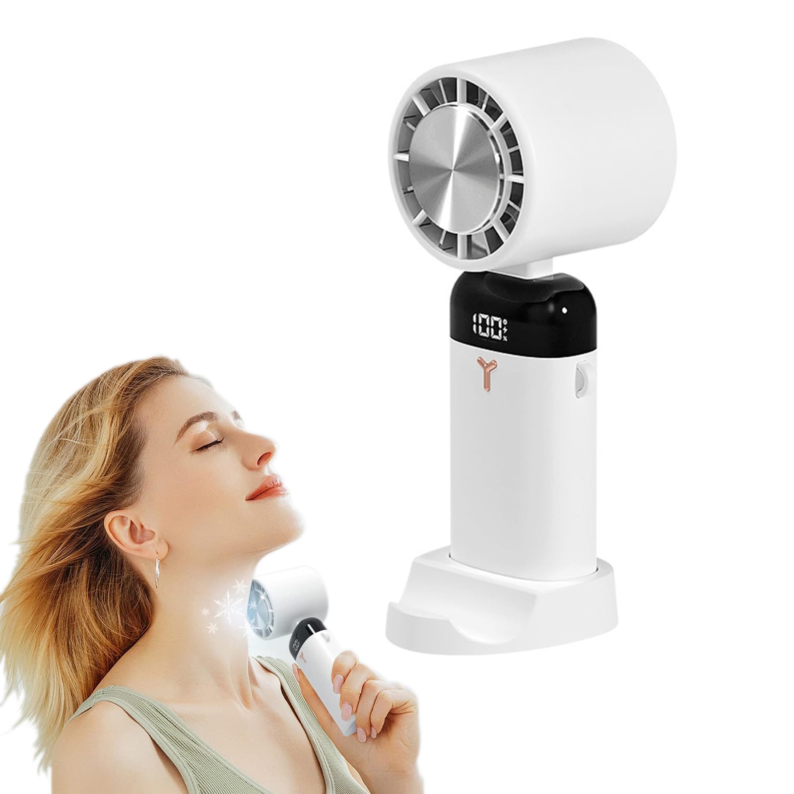 2023 Portable Cooling Fan with Digital Display - 3 Adjustable Speeds, Foldable & Handheld for Travel, Office, and Outdoor Use | GPMSIGN Electric Cold Compress Mini Fan