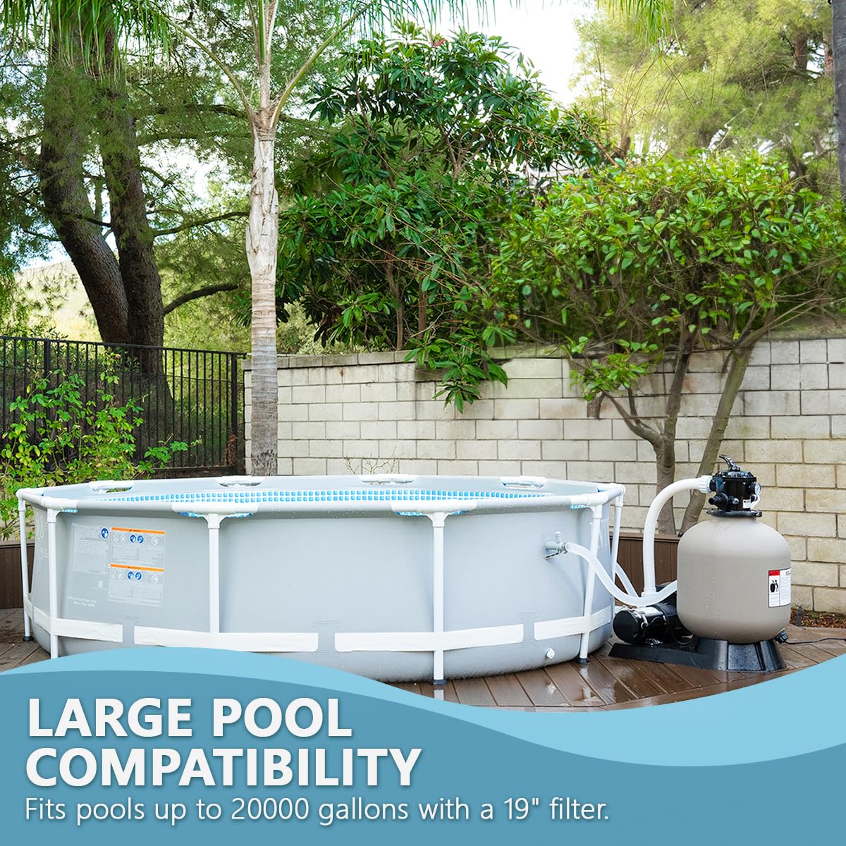 XtremepowerUS 19 Inch Sand Filter with 1.5HP Pool Pump - 4500GPH Above Ground Swimming Pool Filter System, Gray - Perfect for Backyard, Inground, and Above Ground Pools