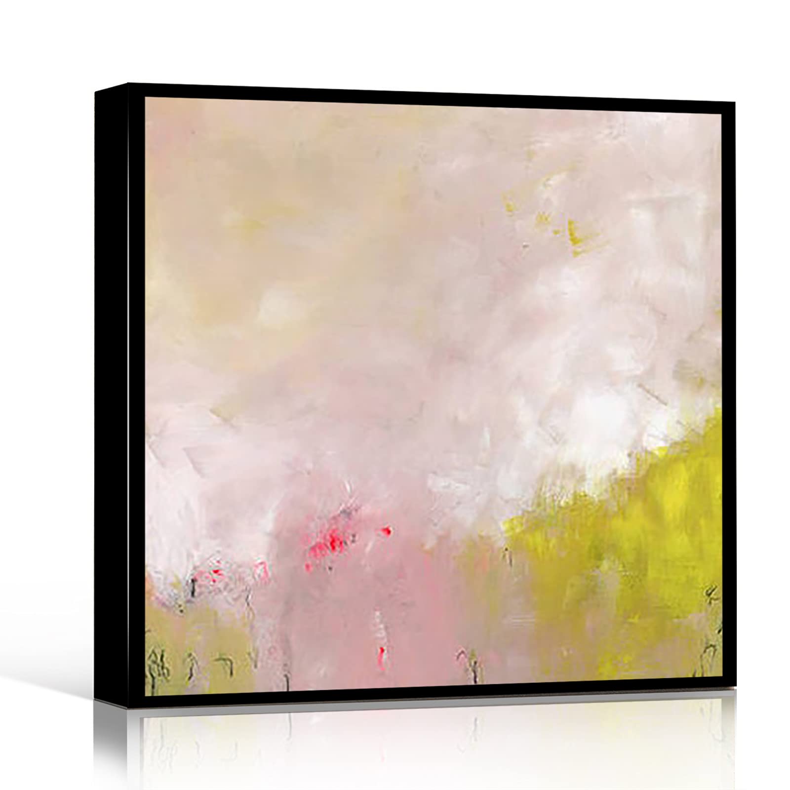 White Floral Abstract Wall Art - 12x12 Inch Framed Modern Canvas Painting for Living Room, Bedroom & Office Decor | Extra Large Acrylic Floral Wall Art for Home & Office