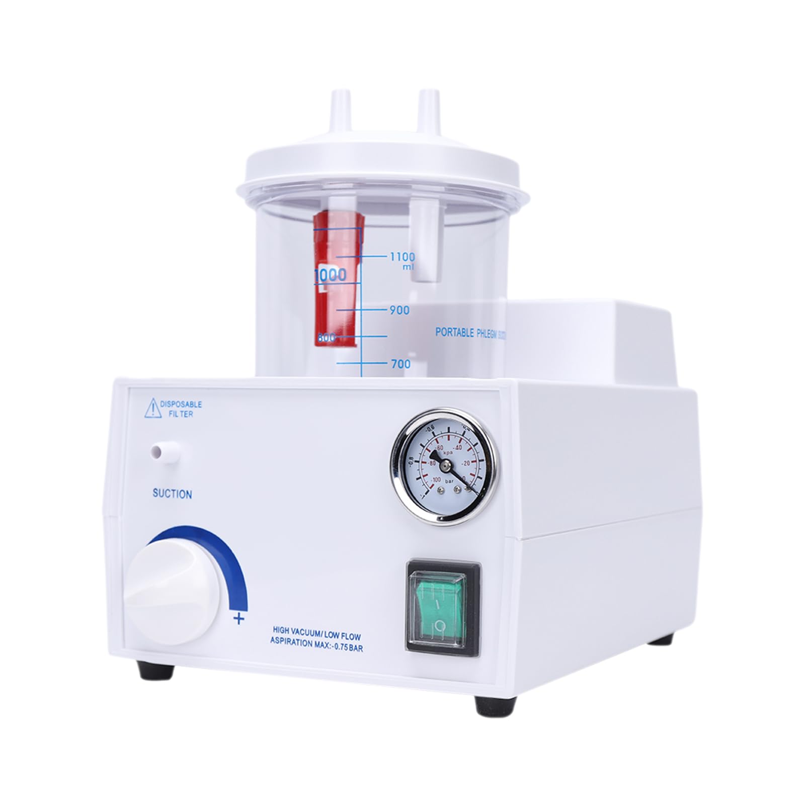 Portable Dental Suction Machine 110V - 1000mL Emergency Medical Vacuum Unit for Home & Lab Use - Compact 7.71x9.25x9.57inch - Perfect for Dental Clinics, First Aid Kits & Small Medical Practices