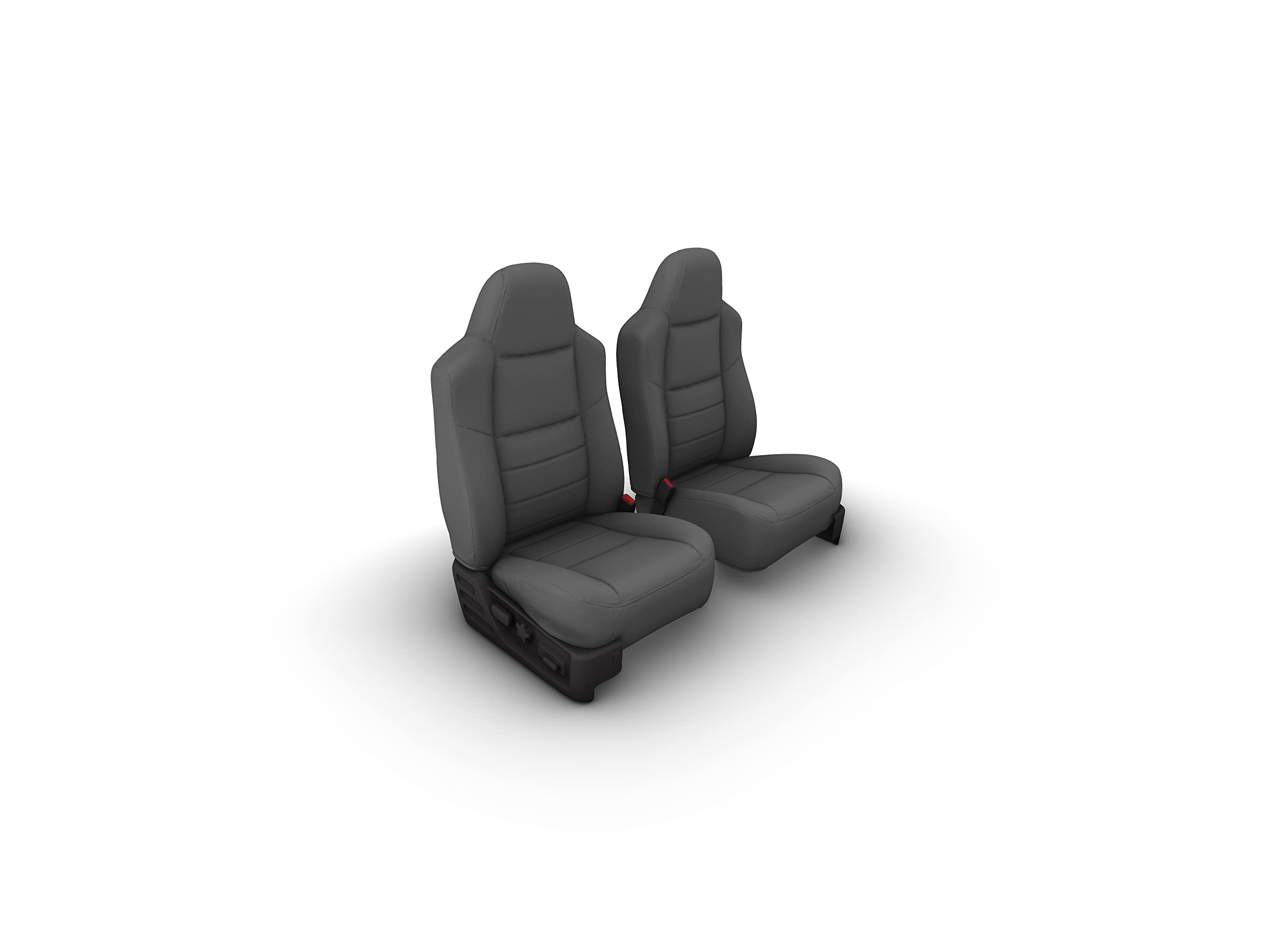 Durafit Seat Covers for 2002-2010 Ford F250-F550 Super Duty - Exact Fit 40/20/40 Split Bench Seat Covers with High Back Buckets | Premium Dark Gray Leatherette Fabric | Durable & Stylish Truck Accessories | Perfect for Work Trucks, Off-Roading & Daily Commutes