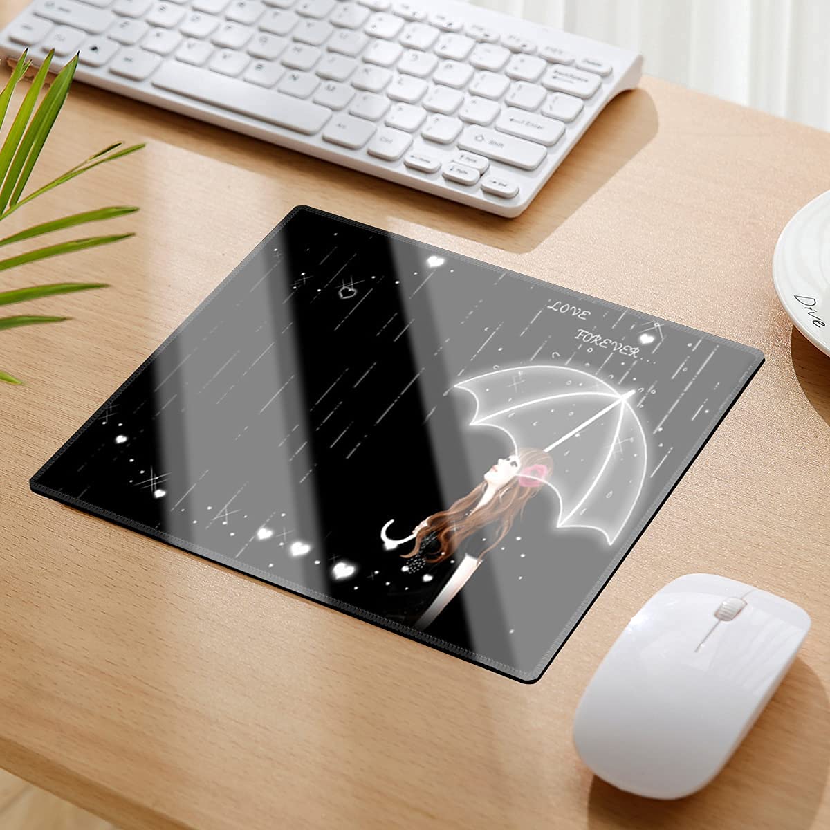 Qisan Non-Slip Rubber Base Gaming Mouse Pad - Foldable Comfort Mouse Mat for PC, Laptop, Keyboard | High Resolution Rectangle Desk Pad for Office & Gaming (Umbrella Girl Design) - Perfect for Esports, Work & Home Computer Setup