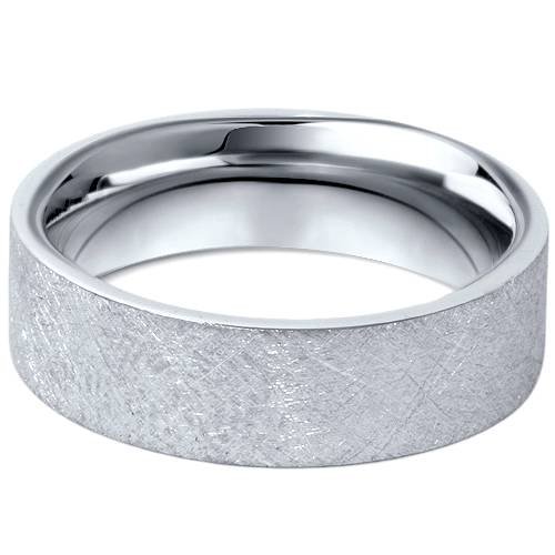 10K White Gold Men's 6mm Flat Brushed Wedding Band Ring - Classic Comfort Fit for Engagement, Anniversary & Everyday Wear