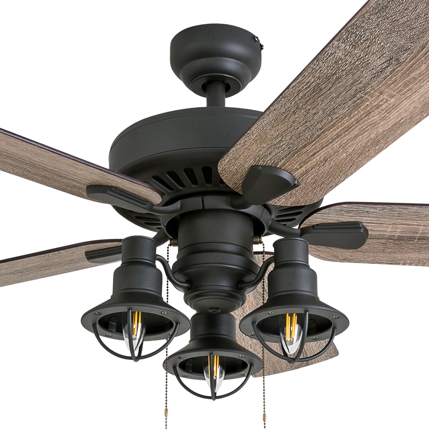52 Inch Ennora Bronze Ceiling Fan with Pull Chain - Modern Indoor/Outdoor Cooling for Living Room, Bedroom, or Patio