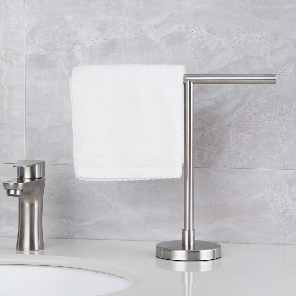 Premium SUS 304 Stainless Steel Hand Towel Stand - Modern Free Standing Countertop Rack with Brushed Finish for Bathroom, Kitchen & Vanity | Perfect for Guest Bathrooms, Spa Settings & Luxury Home Decor
