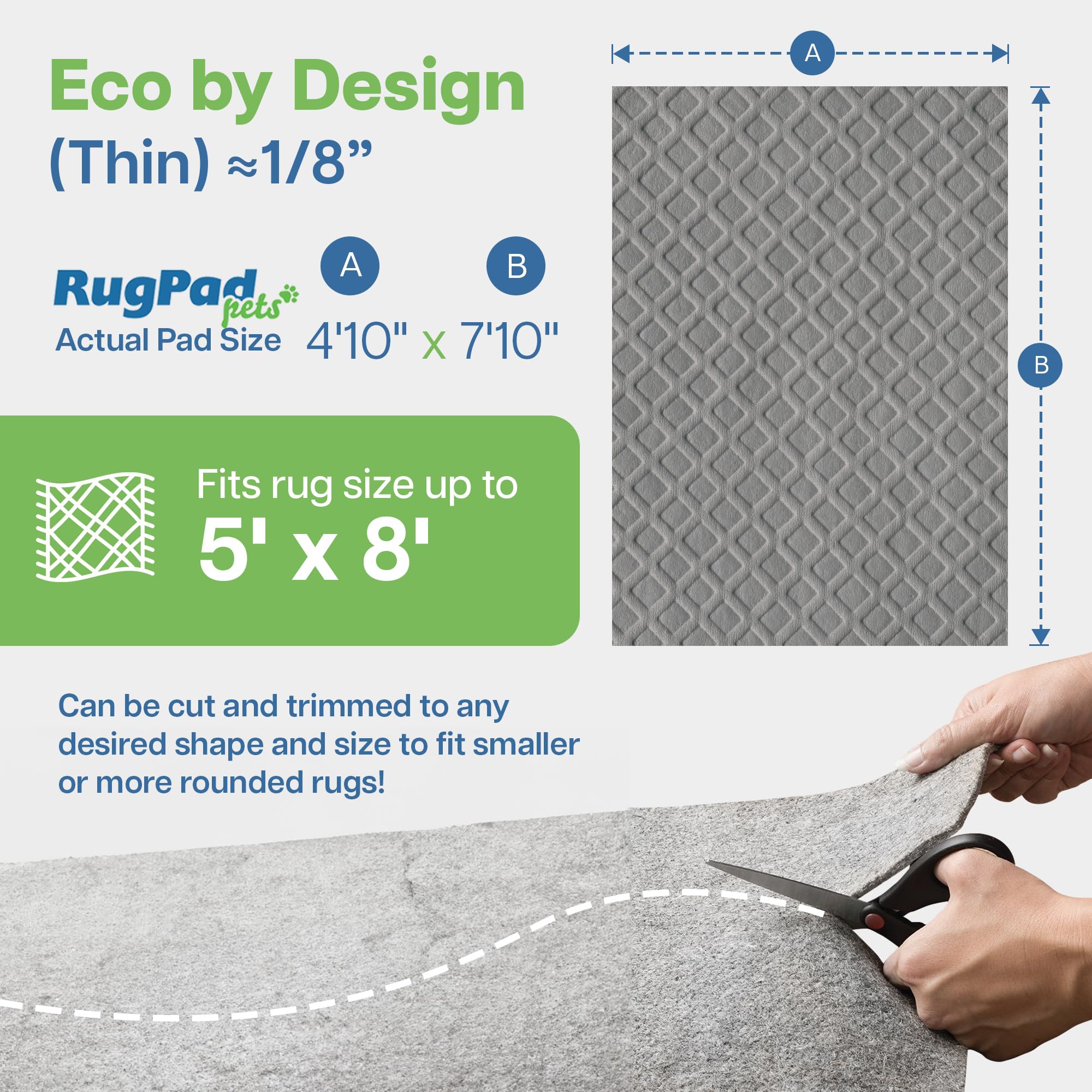 5x8 ft Waterproof Rug Pad - 1/8