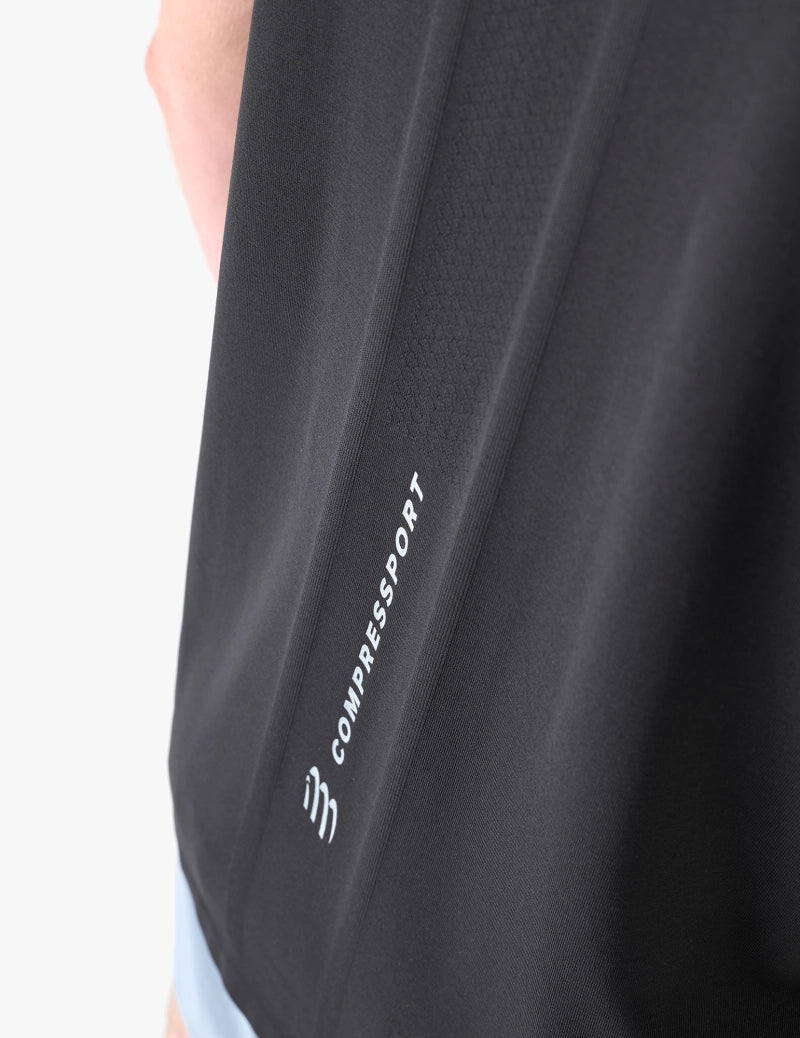 Compressport Men's Performance Short Sleeve Running Shirt - Moisture Wicking & Breathable Athletic Top for Marathon & Gym Workouts - Black