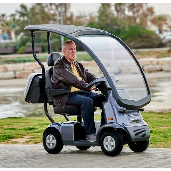 AFIKIM Afiscooter C4 Mobility Scooter with Hard Top Canopy - Weather Protection for Outdoor Use in Parks, Shopping & Neighborhoods