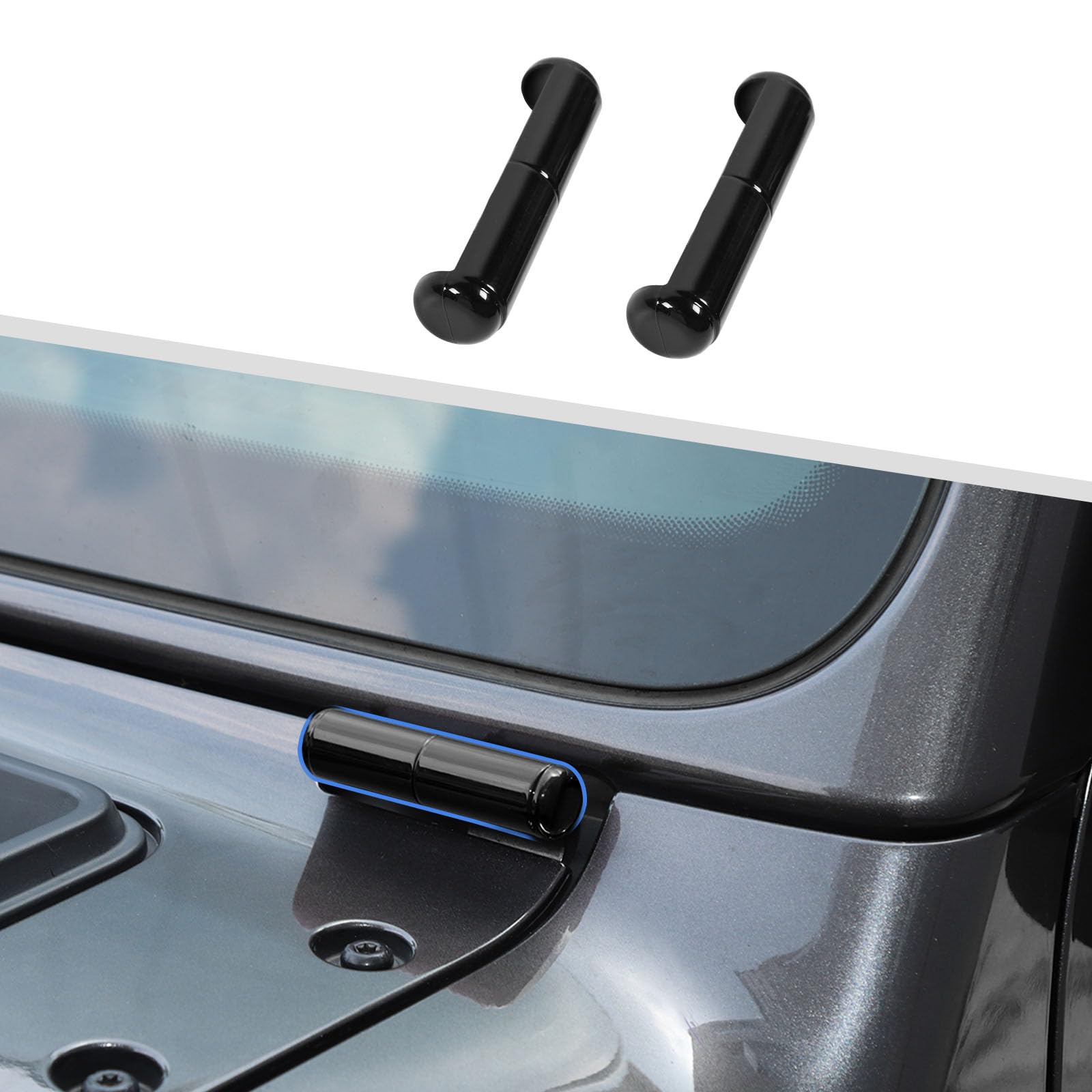 Jeep Wrangler JL JLU & Gladiator JT 2018-2024 Front Windshield Hinge Cover Trim - 1 Pair Black ABS Plastic Protection for Off-Road & Daily Driving