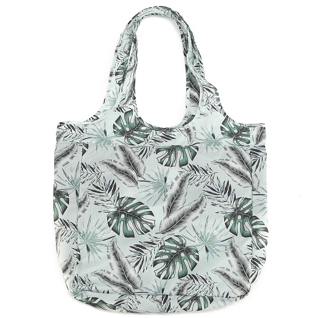 Foldable Tote Bag with Jacqueline Monstera Print in Teal - Perfect for Grocery Shopping, Beach Trips & Travel Accessories
