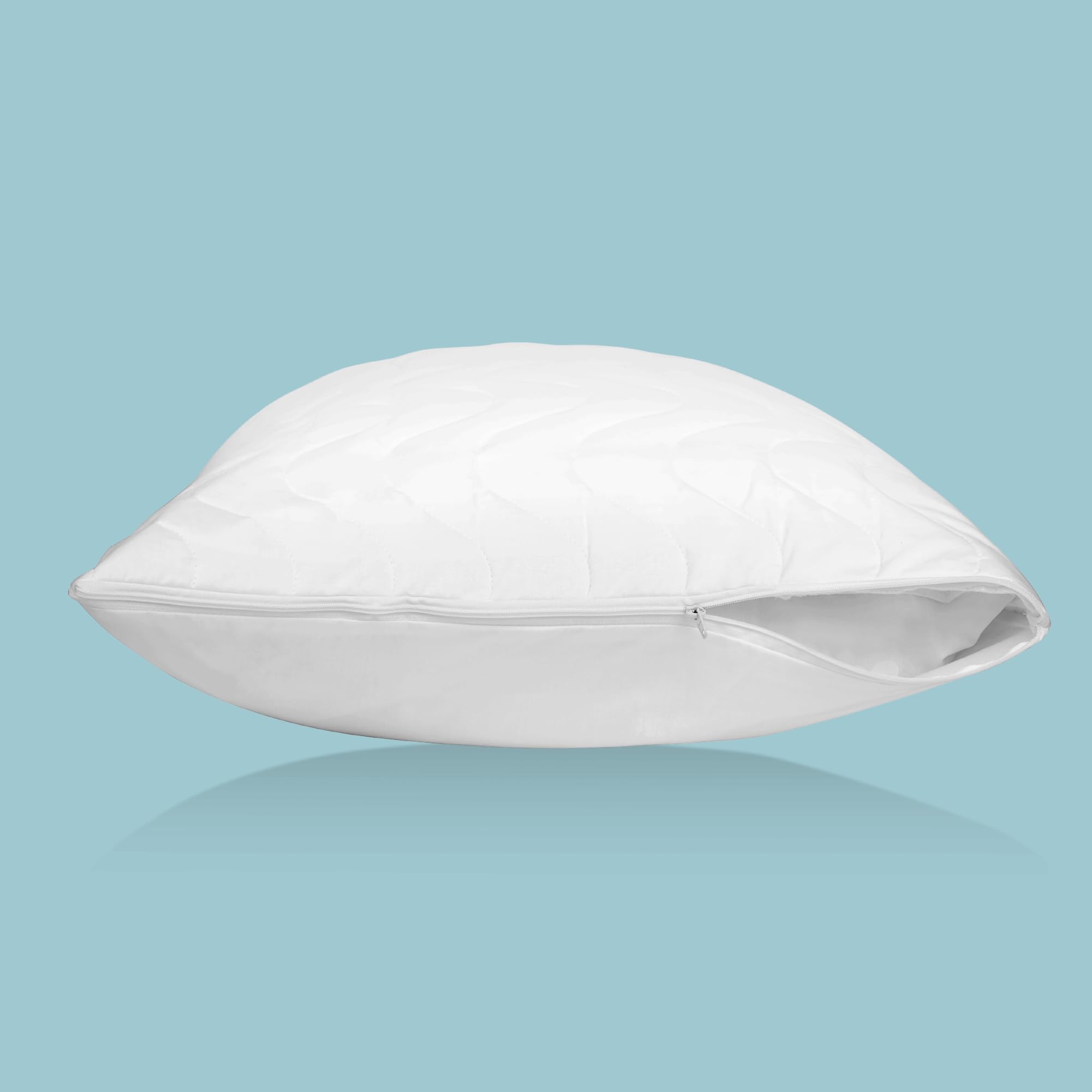 Original Fiber Water Pillow & Cotton Quilted Pillow Protector Set - Cooling Support for Neck Pain Relief, Hypoallergenic Bedding for Side Sleepers (Home, Travel, Office Use)