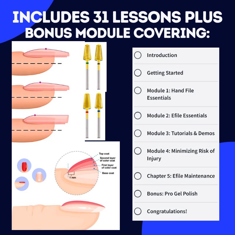 Professional Efile & Hand File Nail Course - Complete Manicure & Pedicure Training for Beginners & Experts | Perfect for Home Salons & Nail Technicians