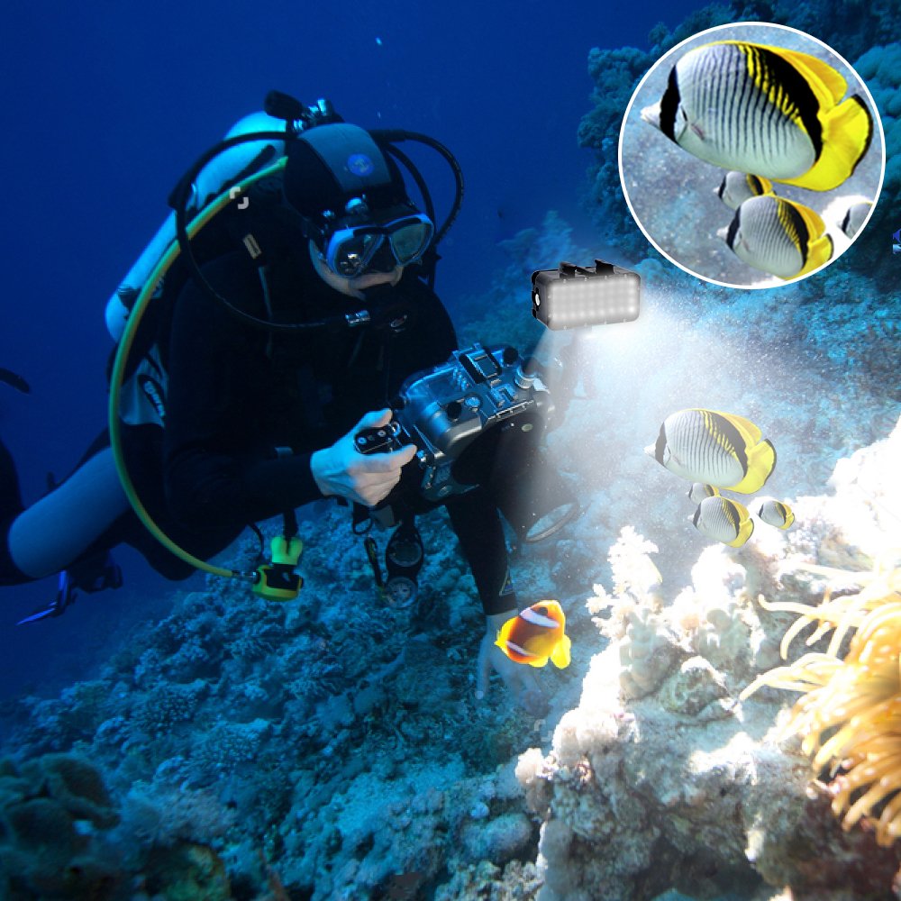 Suptig Professional Diving Light - 10000 Lumens High Power Dimmable LED Underwater Light with 147ft Waterproof Depth for Scuba Diving, Snorkeling & Underwater Photography - Compatible with GoPro Hero 13/12/11/10/9/8/7/6/5/5S/4/3+ & Action Cameras - Perfect for Night Dives, Cave Exploration & Marine Videography