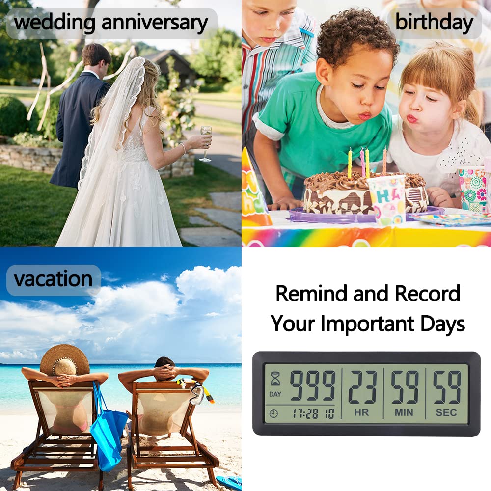 FCXJTU Digital Countdown Timer - Large 999-Day Magnetic Countdown Clock with Bracket for Retirement, Wedding, Vacation, Birthday & Holidays | Perfect for Office, Kitchen, Fridge & Event Planning