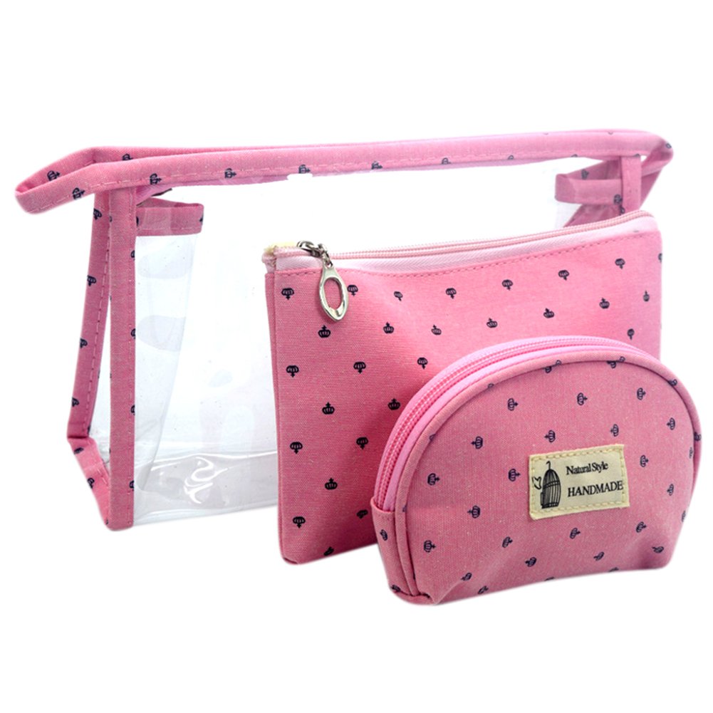 3 Pack Clear Makeup Bags for Women - Small Travel Cosmetic Pouches Set, Waterproof & Durable for Purse, Gym, Bathroom & On-the-Go Organization