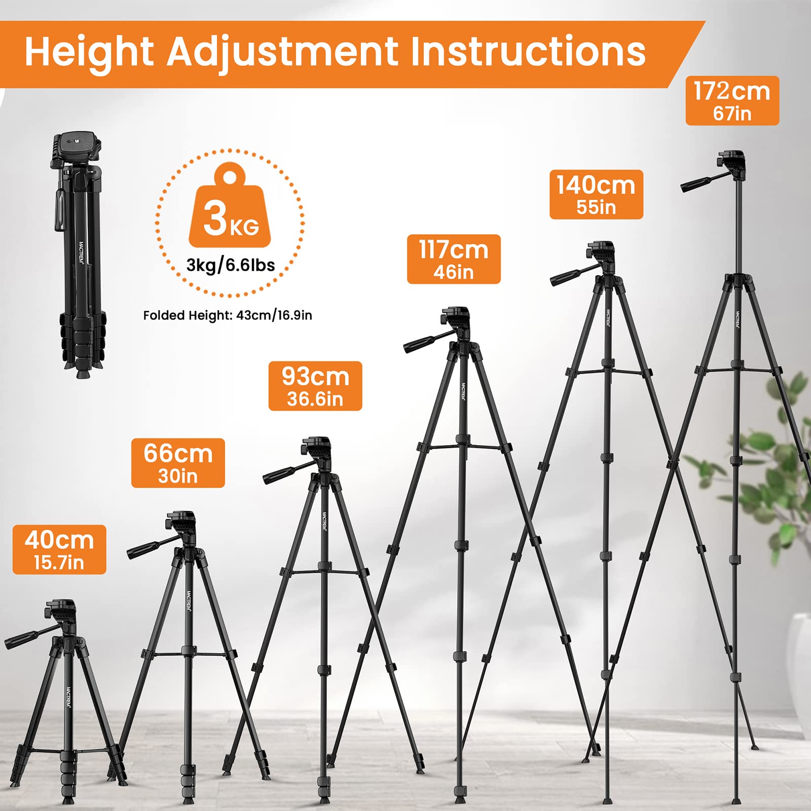 2024 Upgraded 172cm Smartphone Tripod Stand with Bluetooth Remote - Universal Phone Mount for iPhone 14/13, Samsung Galaxy S23/S22, Huawei, iPad & DSLR Cameras - Perfect for Vlogging, Live Streaming, Photography & Video Shooting