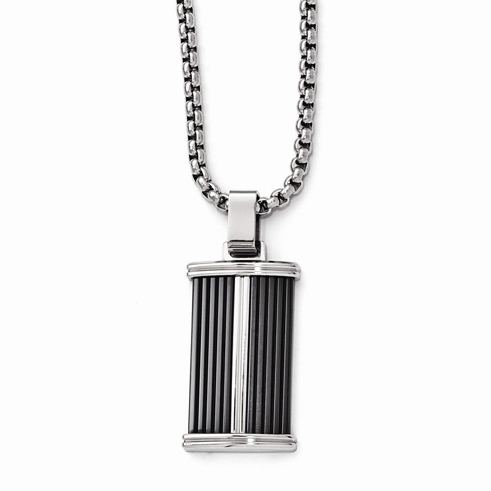 Lux Edward Mirell Black Titanium & Stainless Steel Necklace for Women - Elegant Jewelry Gift for Valentine's Day, Anniversary or Special Occasions