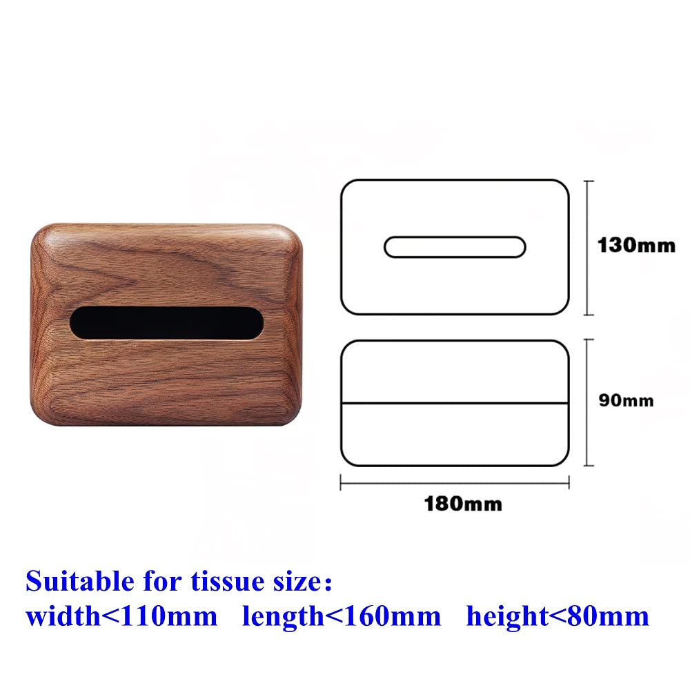 Premium Black Walnut Wood Tissue Box Cover - Handcrafted Solid Wood Rectangle Tissue Holder with Durable Finish | Perfect for Living Room, Bedroom, and Office Decor