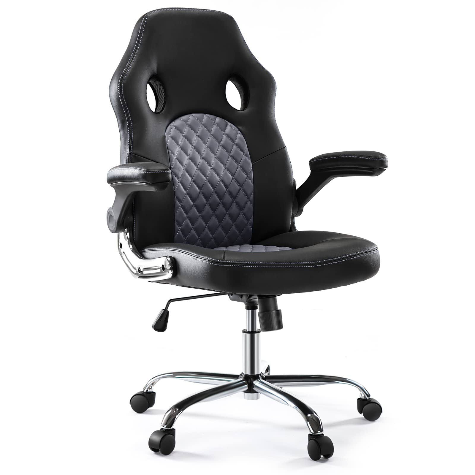 Ergonomic Gaming Chair with Flip-Up Armrests & Lumbar Support - PU Leather Office Desk Chair for Adults - Perfect for Gaming, Work & Home Office Use