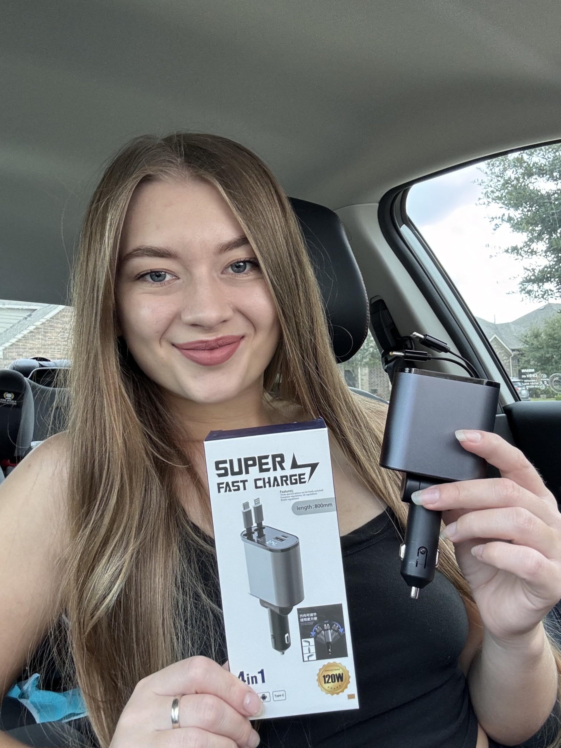 120W Multi Charge Pro Retractable Car Charger - 4-Port USB-C/USB-A Fast Charging for iPhone, Samsung, Tablets | Perfect for Road Trips & Daily Commute