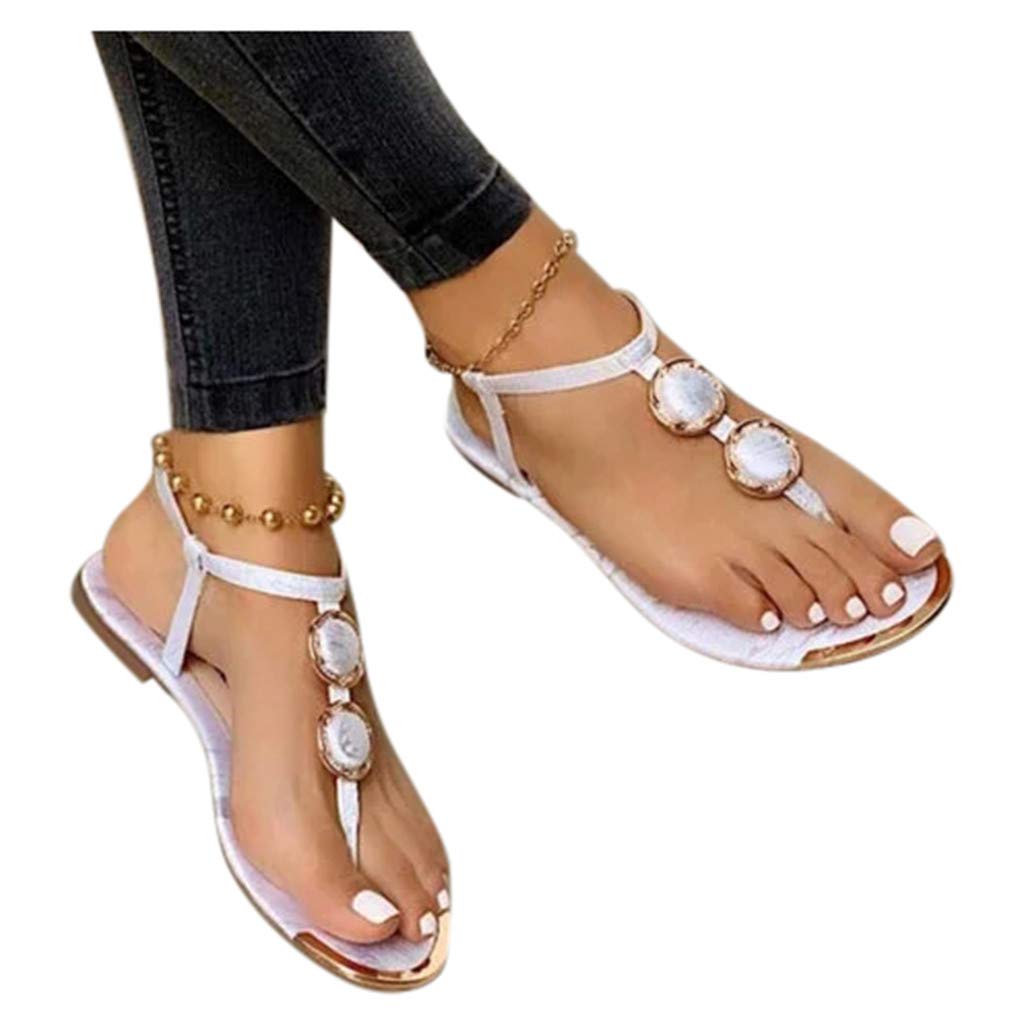 Women's Dressy & Casual Summer Sandals - T-Strap Flat Flip Flops for Beach, Travel & Everyday Wear | Open Toe Comfortable Sandals for Women