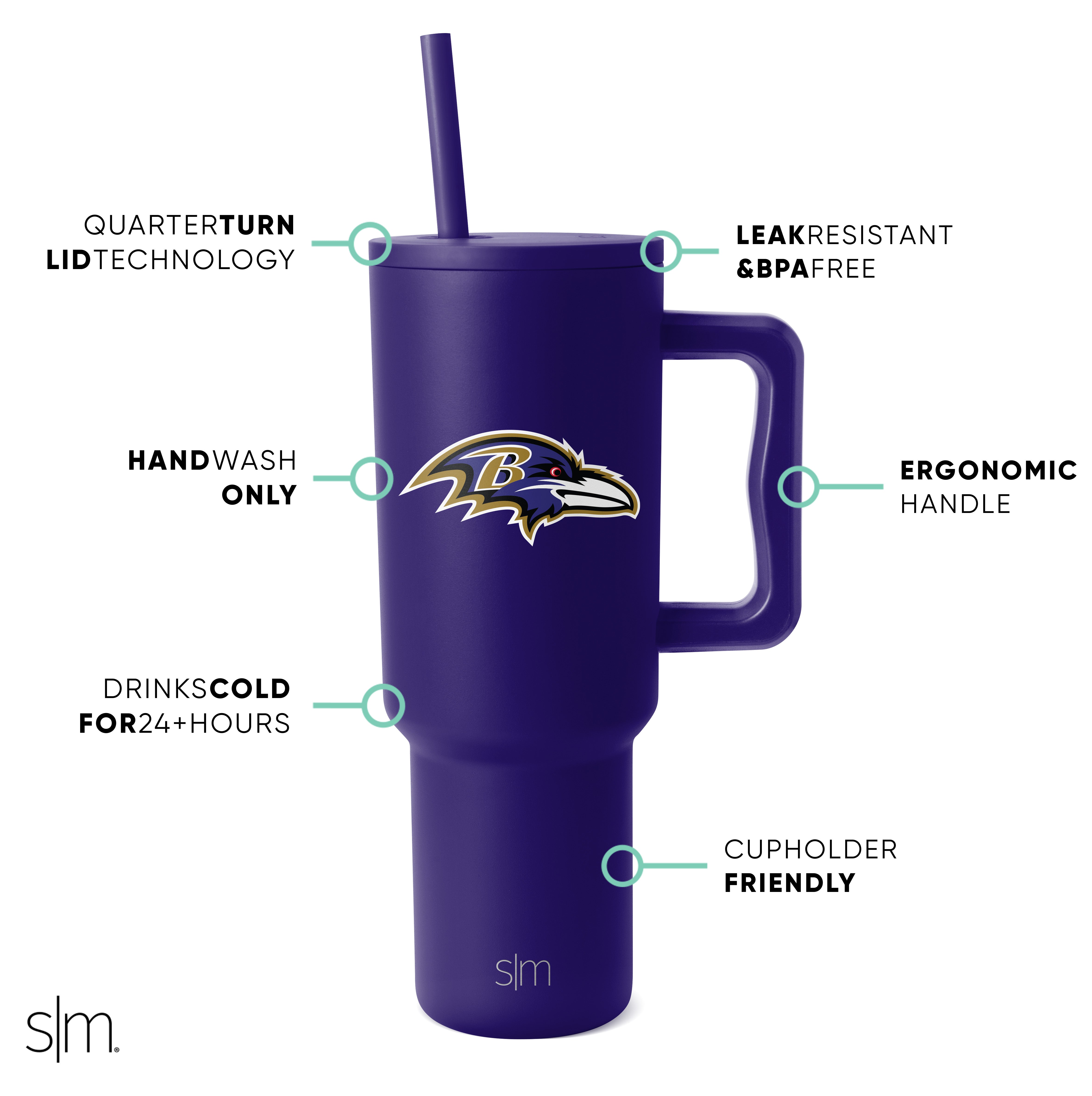 NFL Trek Tumbler 20oz Stainless Steel Insulated Water Bottle with Lid - Leakproof Travel Mug for Coffee & Tea - Perfect for Football Games, Camping & Outdoor Activities