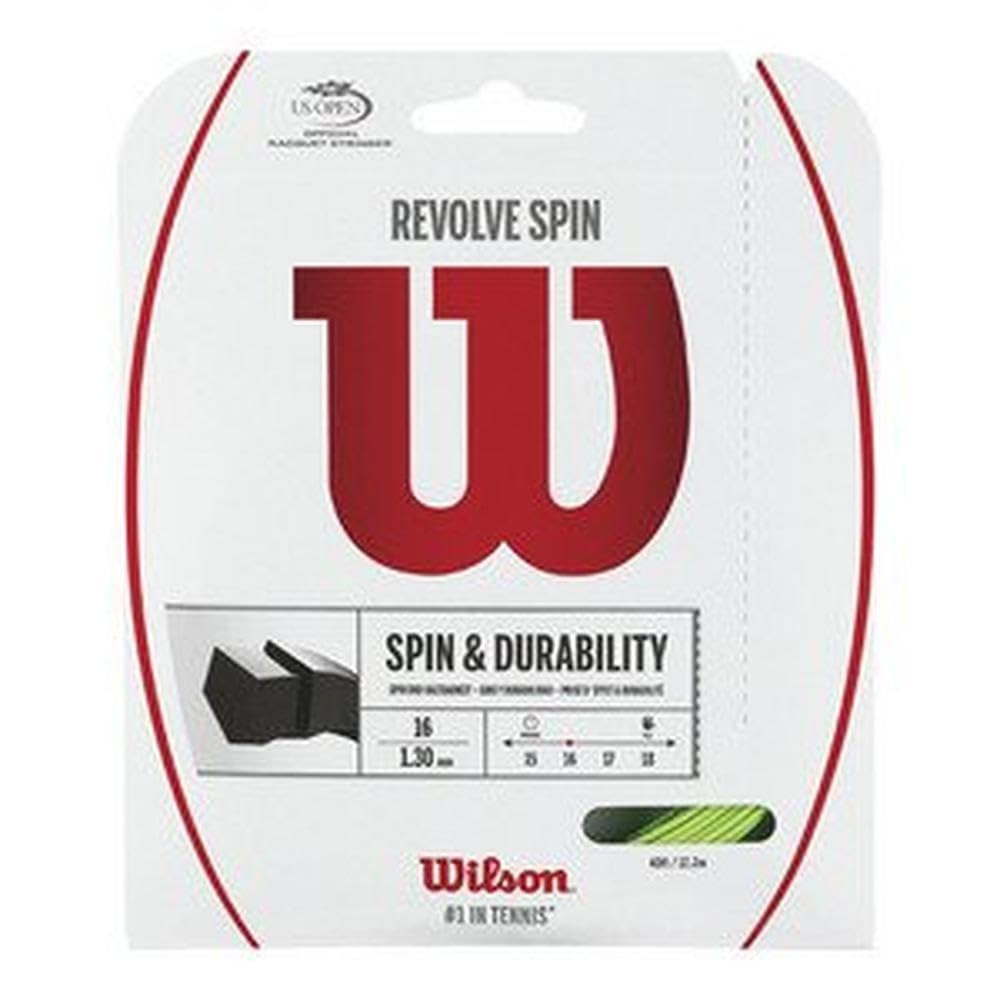 Wilson Revolve Spin 16 Tennis String Set - Green | High Performance Tennis String for Spin & Control | Perfect for Competitive Play & Tournament Matches