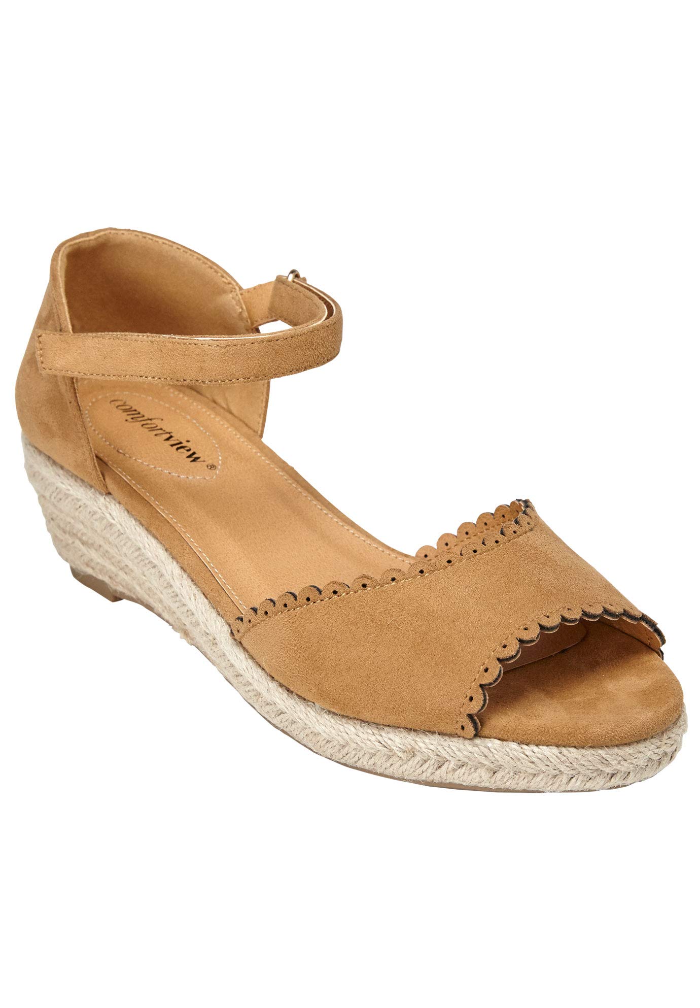 Comfortview Women's Wide Width The Charlie Espadrille Flats - Breathable Slip-On Summer Shoes for Casual Outings & Beach Vacations