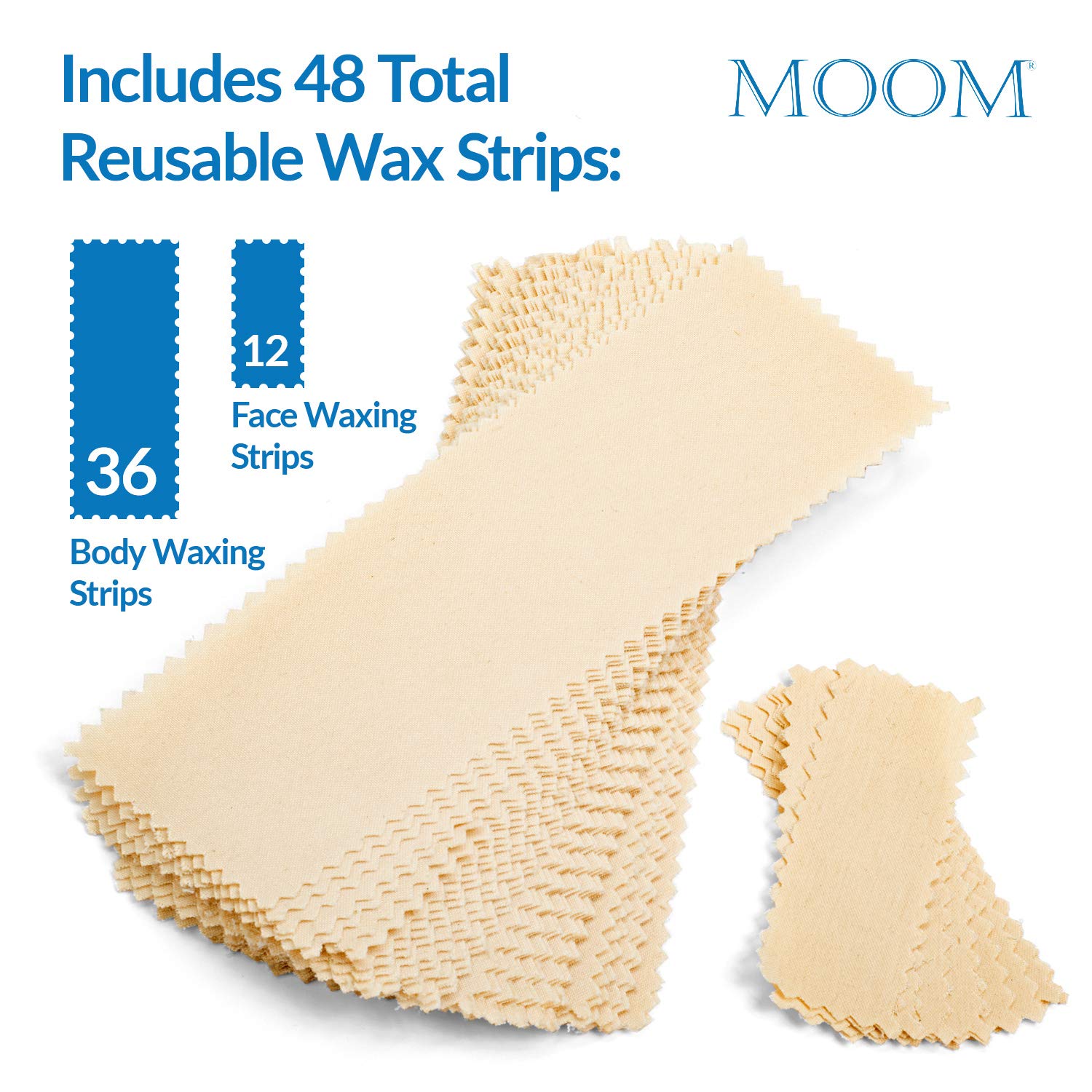 MOOM Waxing Strips for Men - 5 Pack (240 Strips) | Polycotton Hair Removal Strips for Back, Chest & Body | Painless Waxing at Home | Perfect for Pre-Vacation Grooming & Summer Body Care