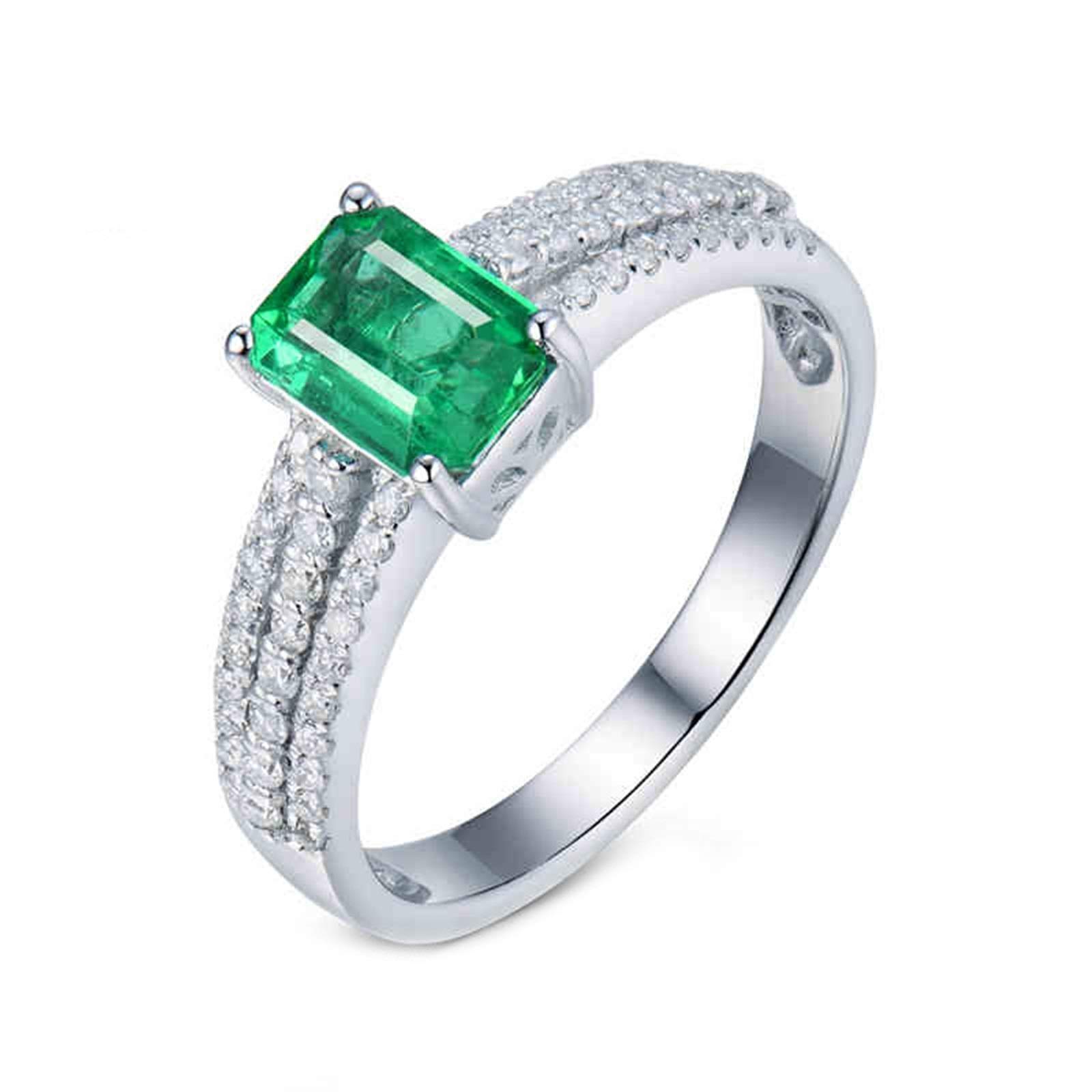 Aokarry Best Friend Promise Rings for Women - Sterling Silver 1ct Rectangle Lab-Created Emerald Ring | Friendship Jewelry Gift for Her, Anniversary, Birthday | Perfect for Everyday Wear & Special Occasions
