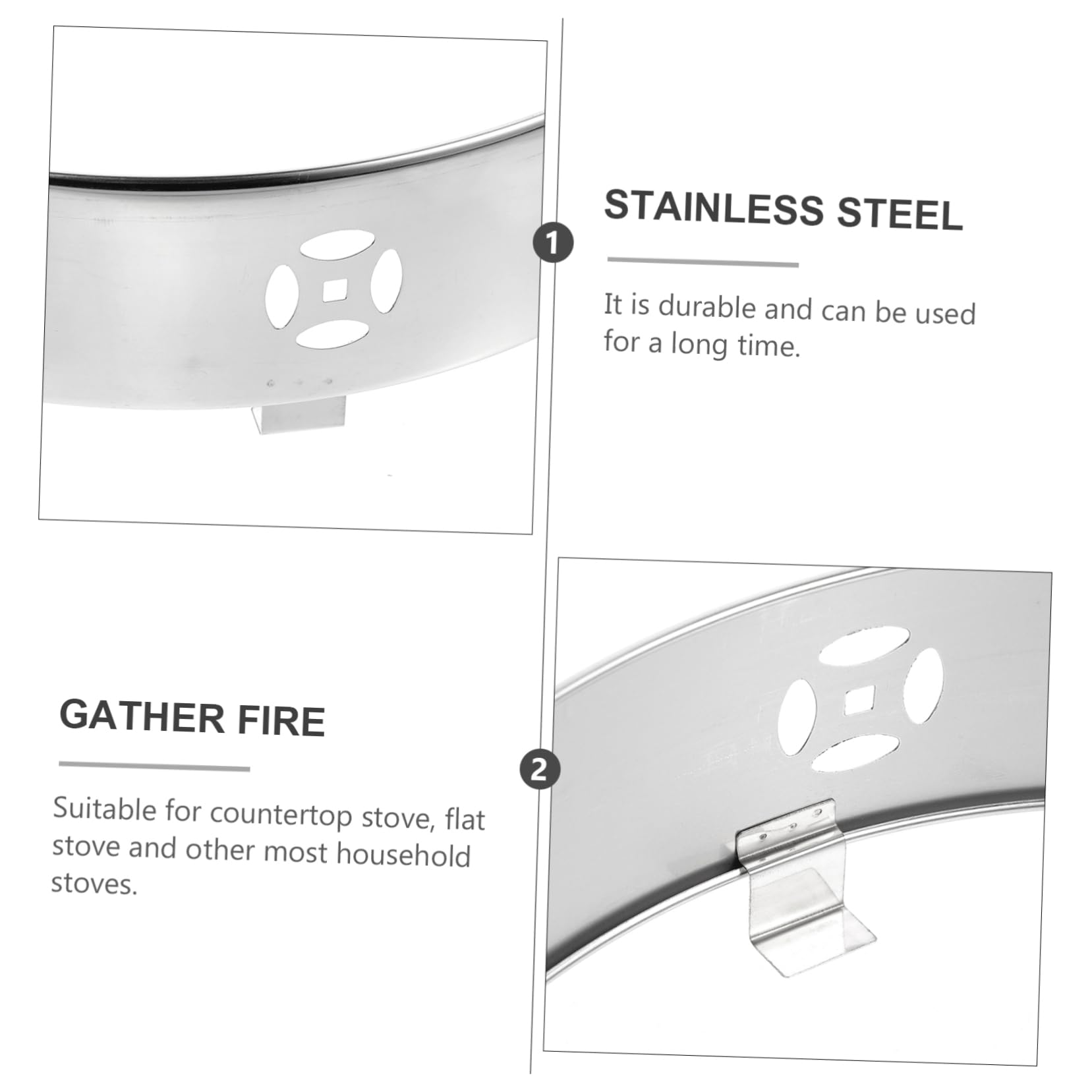 Yardwe 1-Piece Stainless Steel Gas Stove Burner Cover - Windshield, Non-Slip Wok Trivet & Pot Stand for Outdoor Camping & Kitchen Cooking - Silver