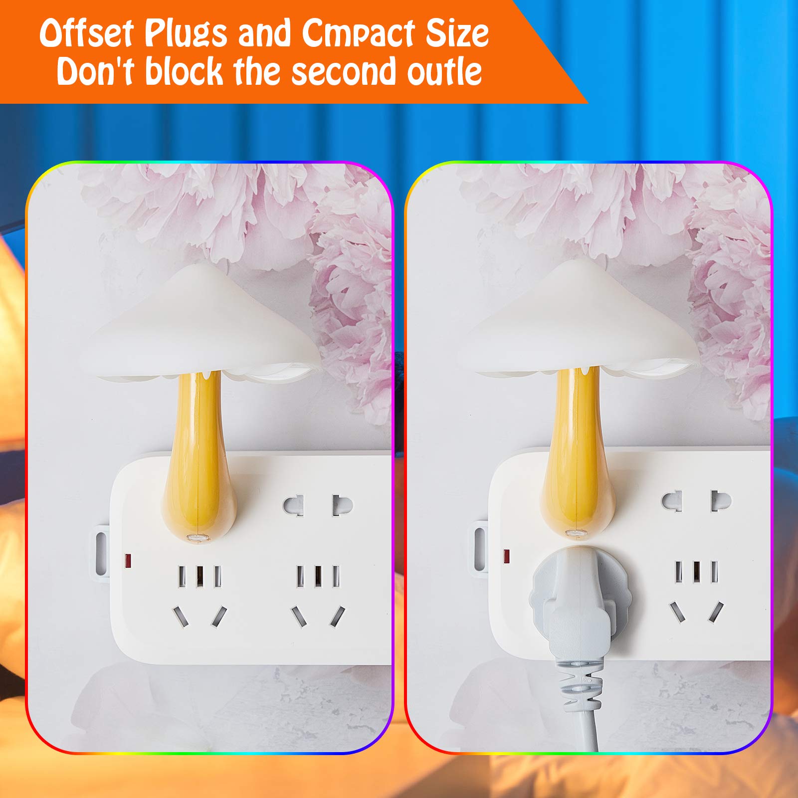 Mudder 2 Pack LED Mushroom Night Light Plug in Wall Lamp with Auto Sensor - Cute Mini Mushroom Nightlight for Kids Room, Nursery Decor, Bedroom, Bathroom - Perfect Gift for Adults & Children (Yellow with White Cover) - Creates Cozy Ambiance for Nighttime Feedings, Bedtime Stories & Safe Navigation