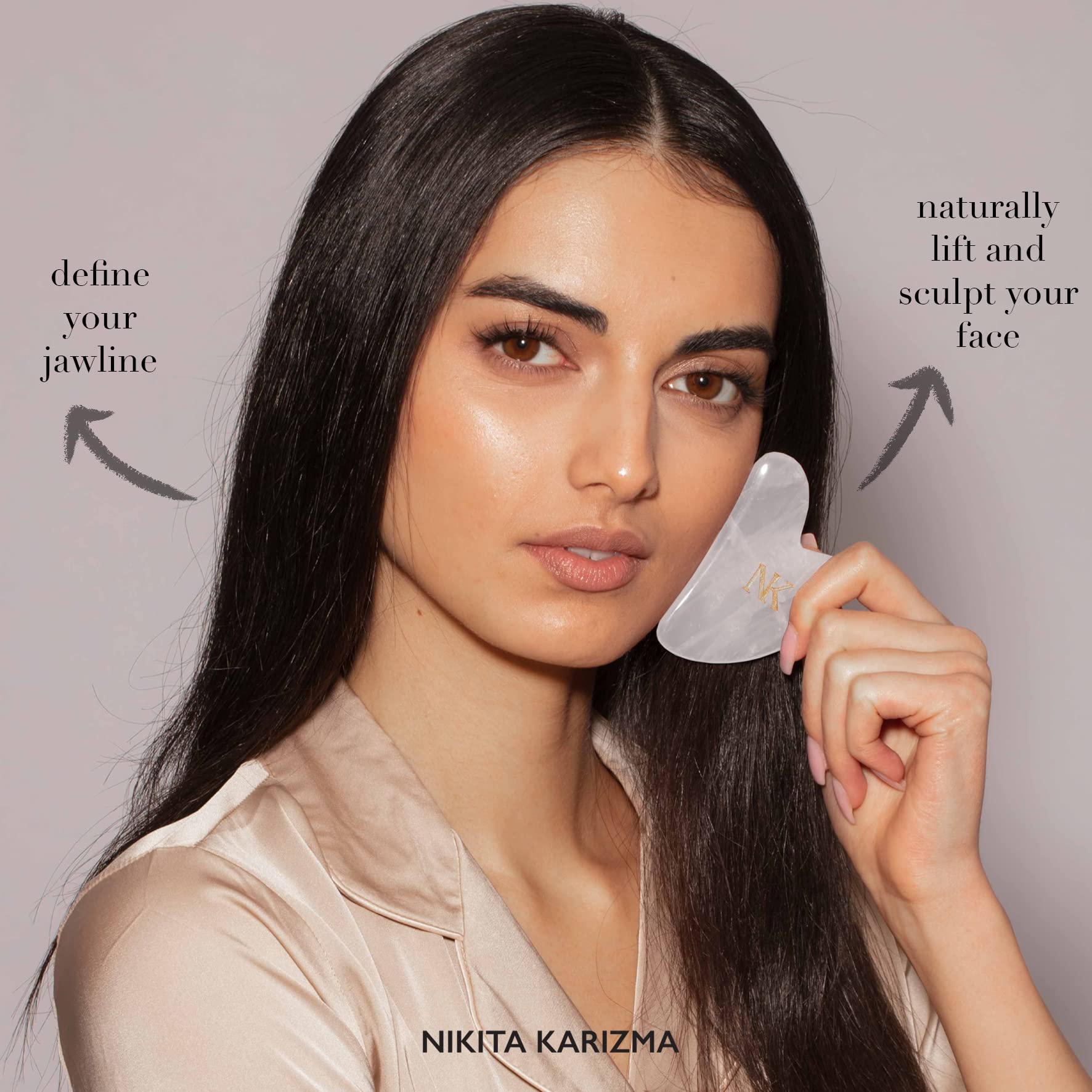 KARIZMA White Jade Gua Sha Massage Tool - Natural Jade Stone Facial Scraper for Skin Care & Relaxation | Gift Box Set | Perfect for Anti-Aging, Lymphatic Drainage & At-Home Spa Treatments
