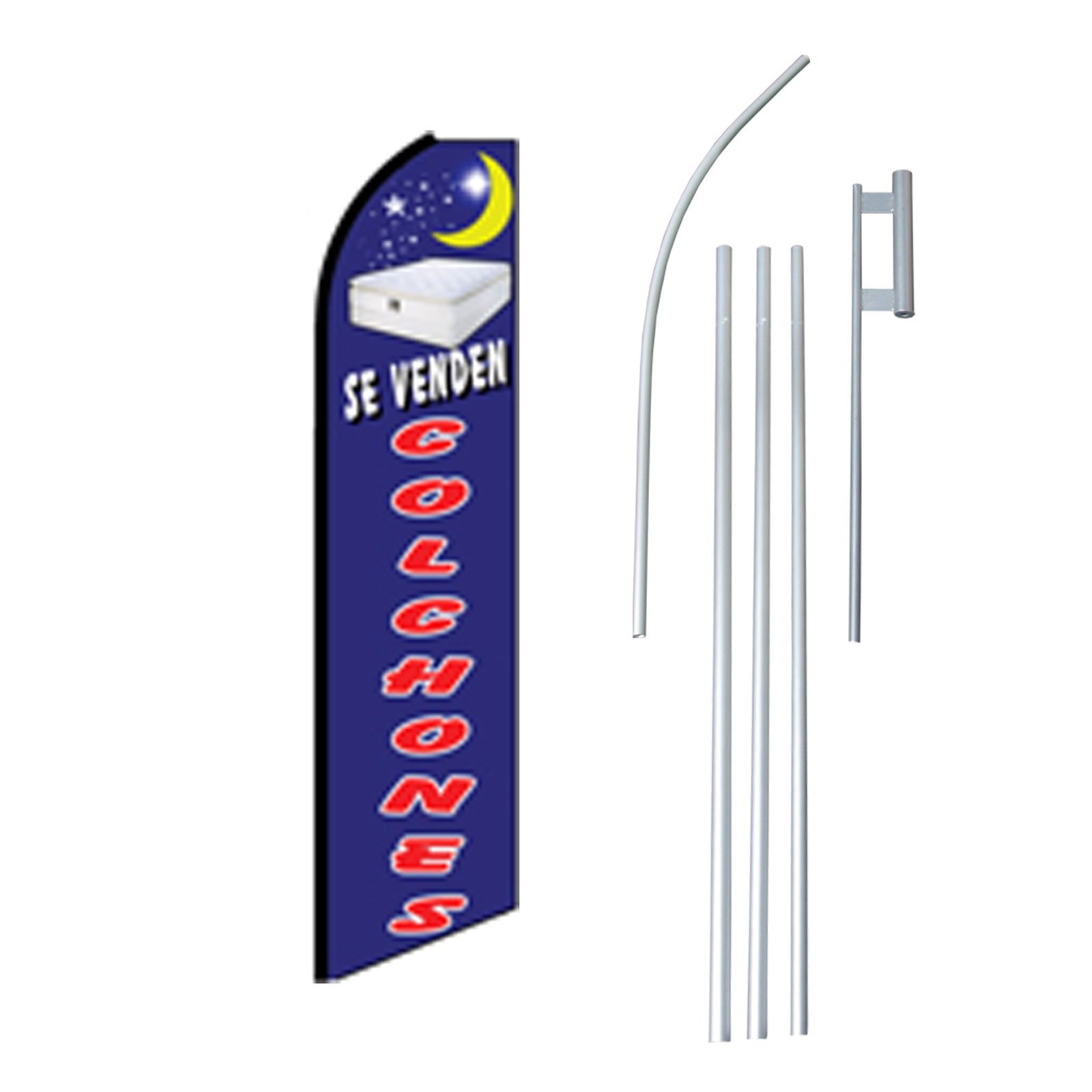NEOPlex Complete Flag Kit - 12' Swooper Feather Business Flag with 15-Foot Anodized Aluminum Flagpole & Ground Spike - Perfect for Storefronts, Car Dealerships, and Outdoor Advertising