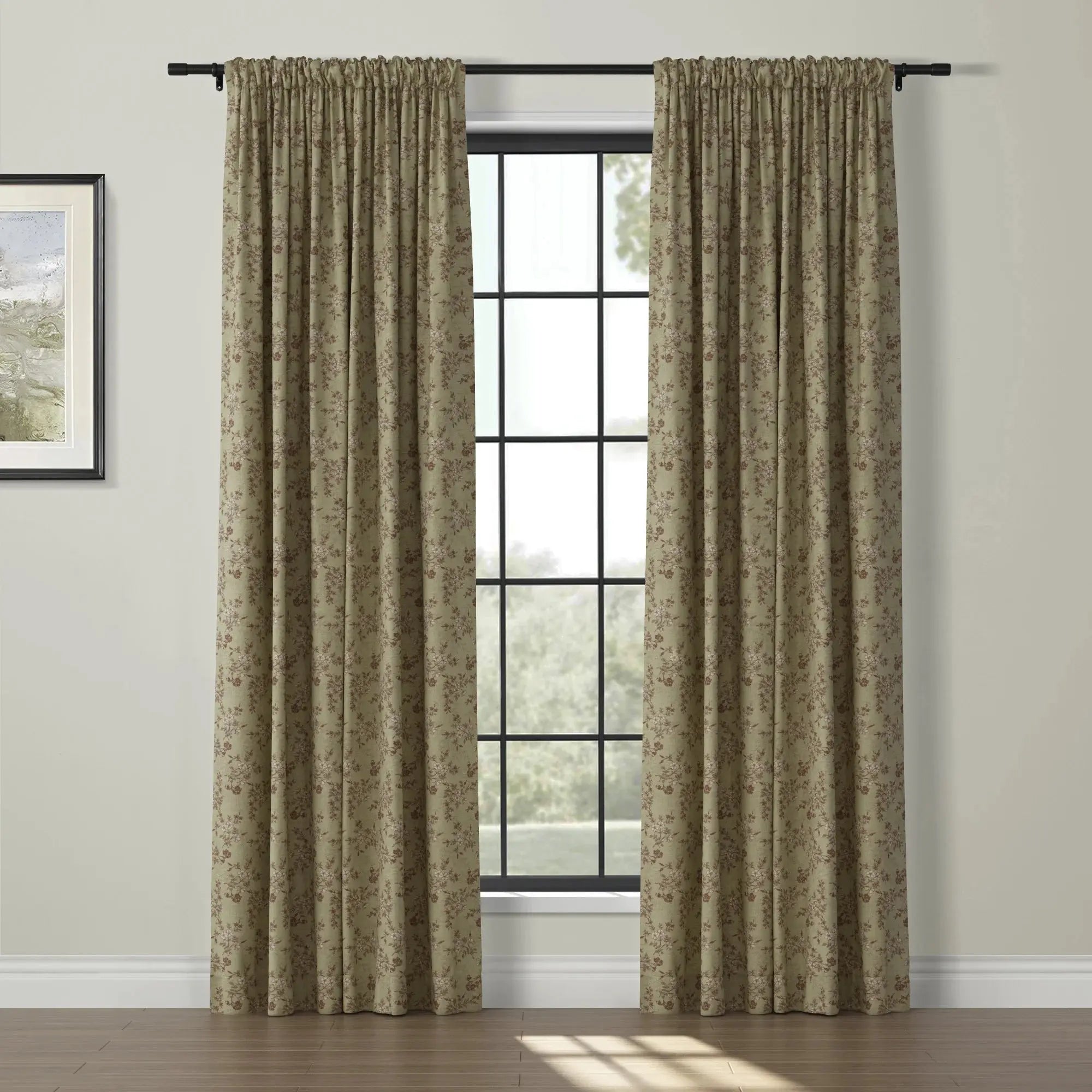 Sara Le Print Linen Drapery Soft Top - Lightweight Linen Curtains for Living Room & Bedroom - Elegant Window Treatment for Home Decor